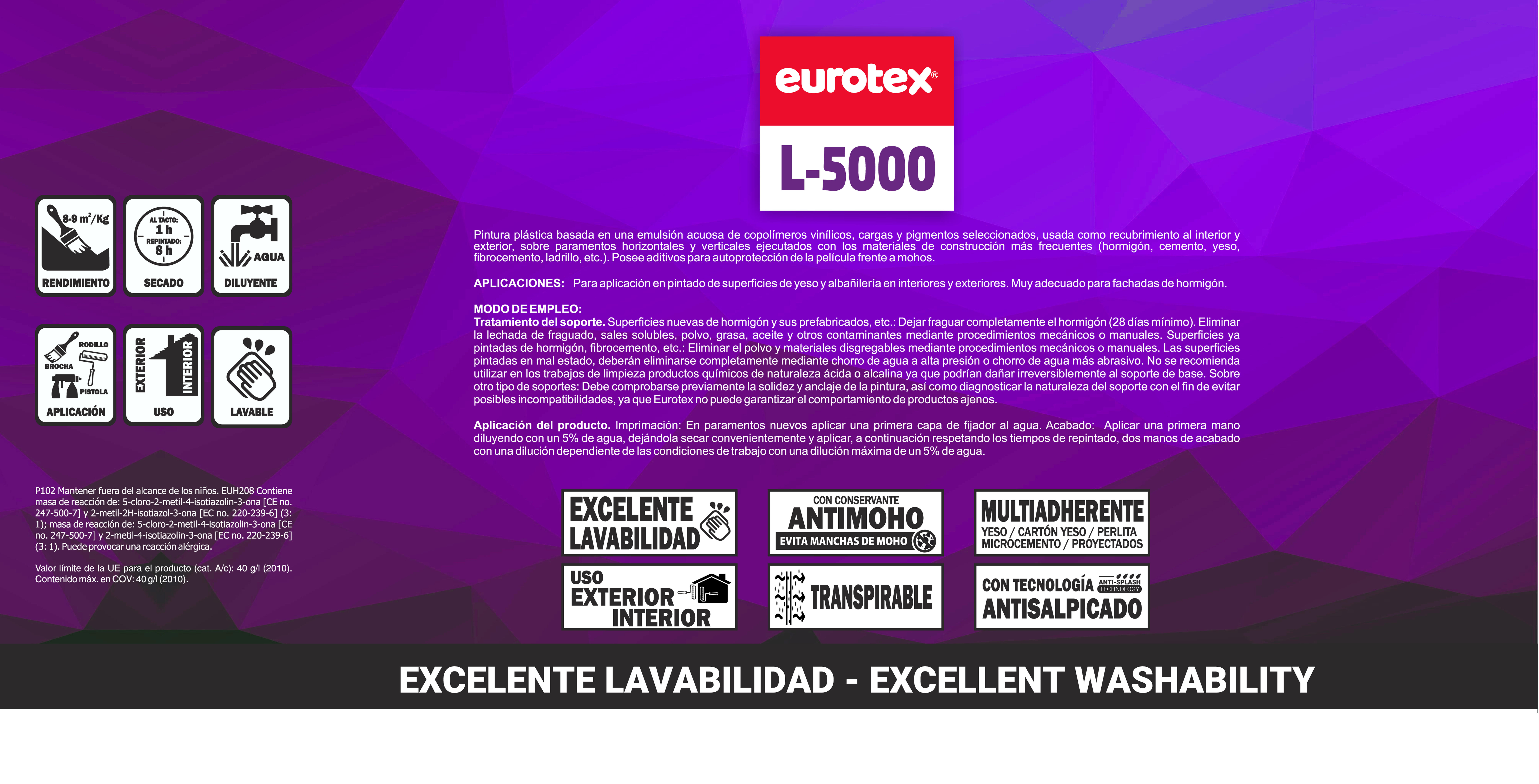 PINTURA PLASTICA BLANCA MATE 4L L5000 - 2