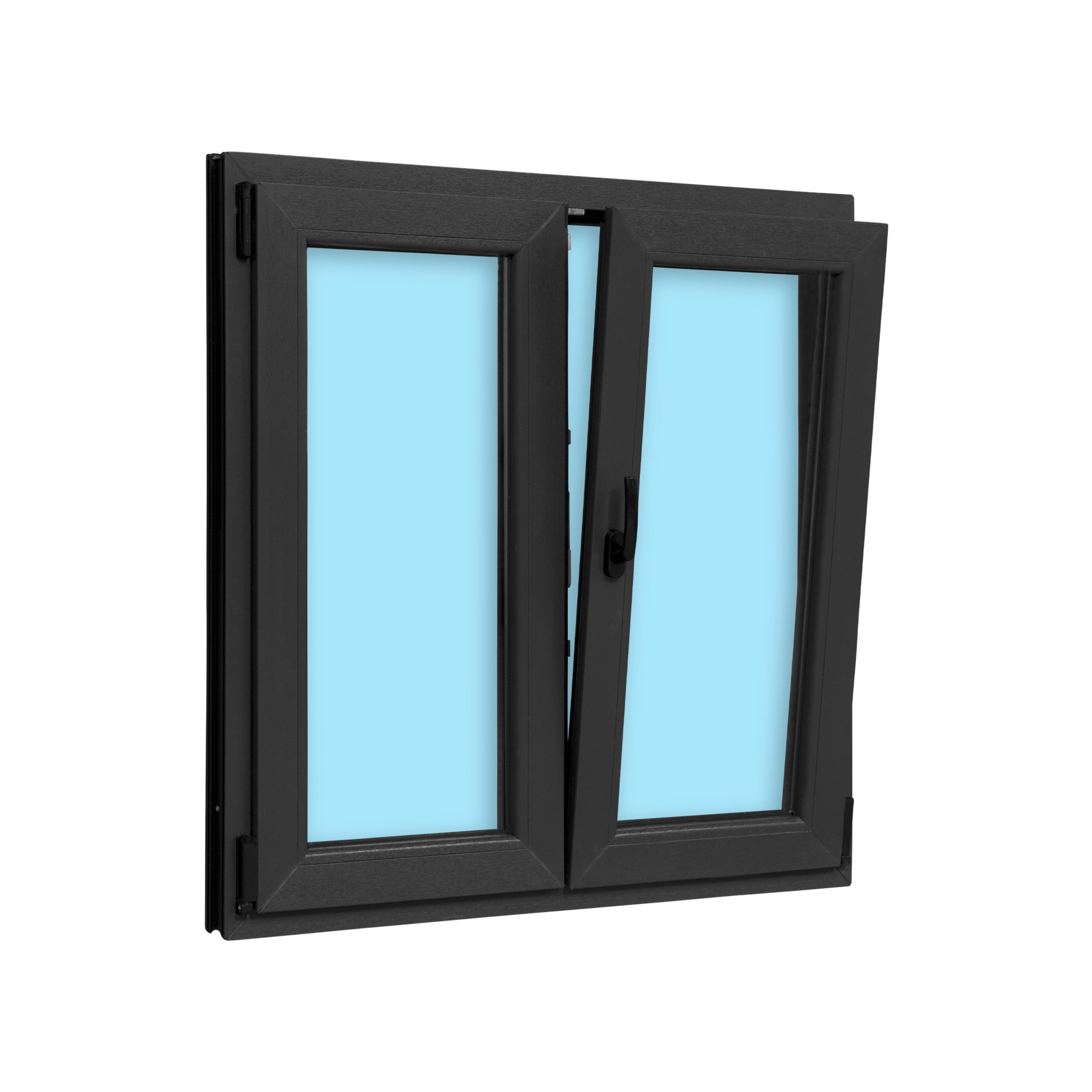 VENTANA PVC  OSCILOBATIENTE GRIS GRAFITO 100X100CM - 4