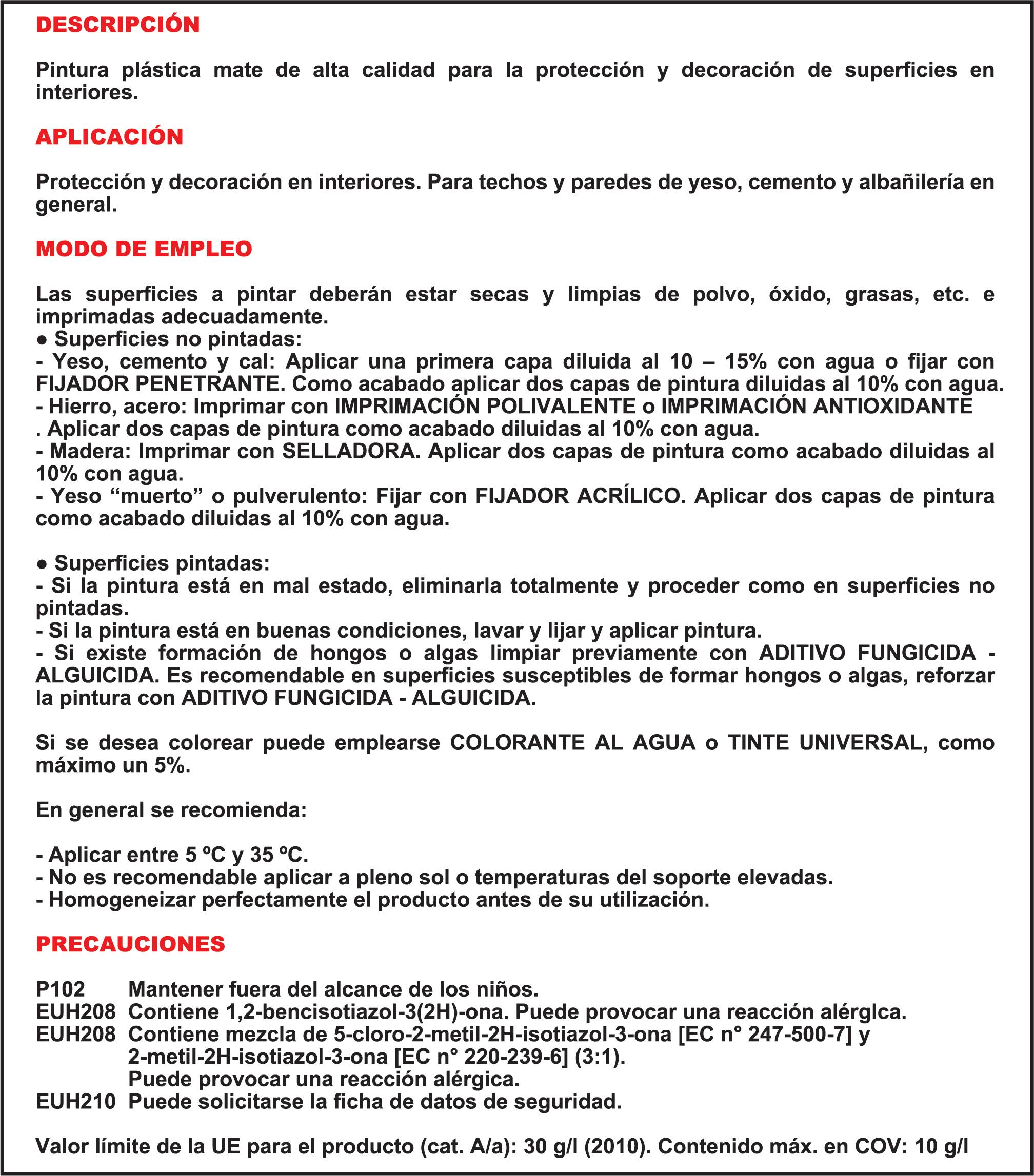 PINTURA PLASTICA BLANCA MATE 14L NIEVE - 2