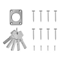 CERROJO PUERTA DE SEGURIDAD INTERIOR Y EXTERIOR CROMADO 5 LLAVES AMIG - 4