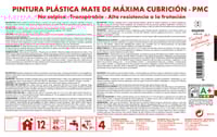 PINTURA PLASTICA BLANCA MATE 4L MAXIMA CUBRICION - 2