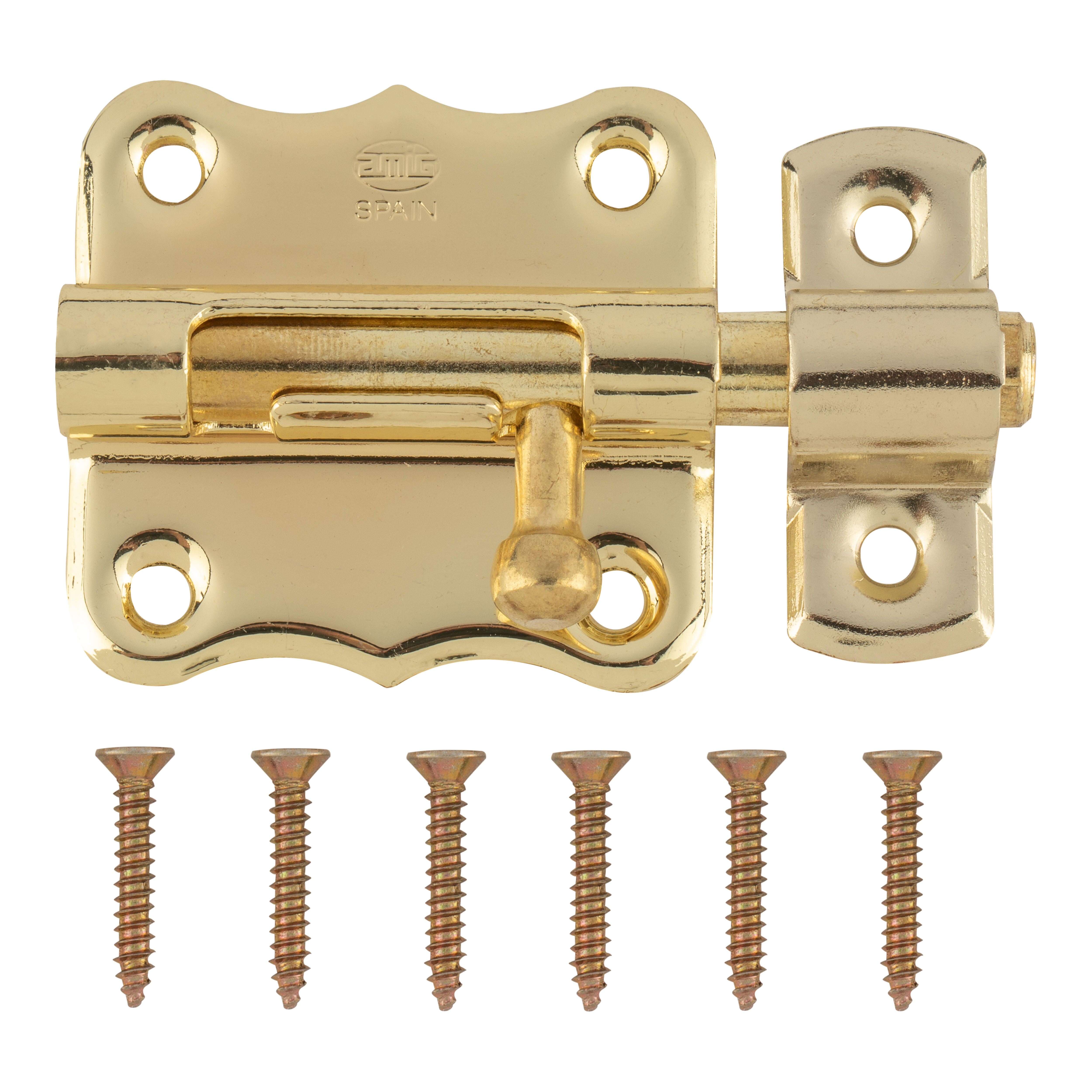 PESTILLO 50MM PUERTA DE SEGURIDAD PARA INTERIOR Y EXTERIOR LATONADO  AMIG - 3