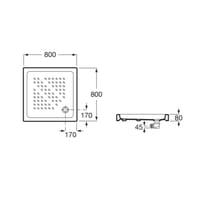 PLATO DE DUCHA CERAMICO CUADRADO ROCA BLANCO 80X80CM - 3