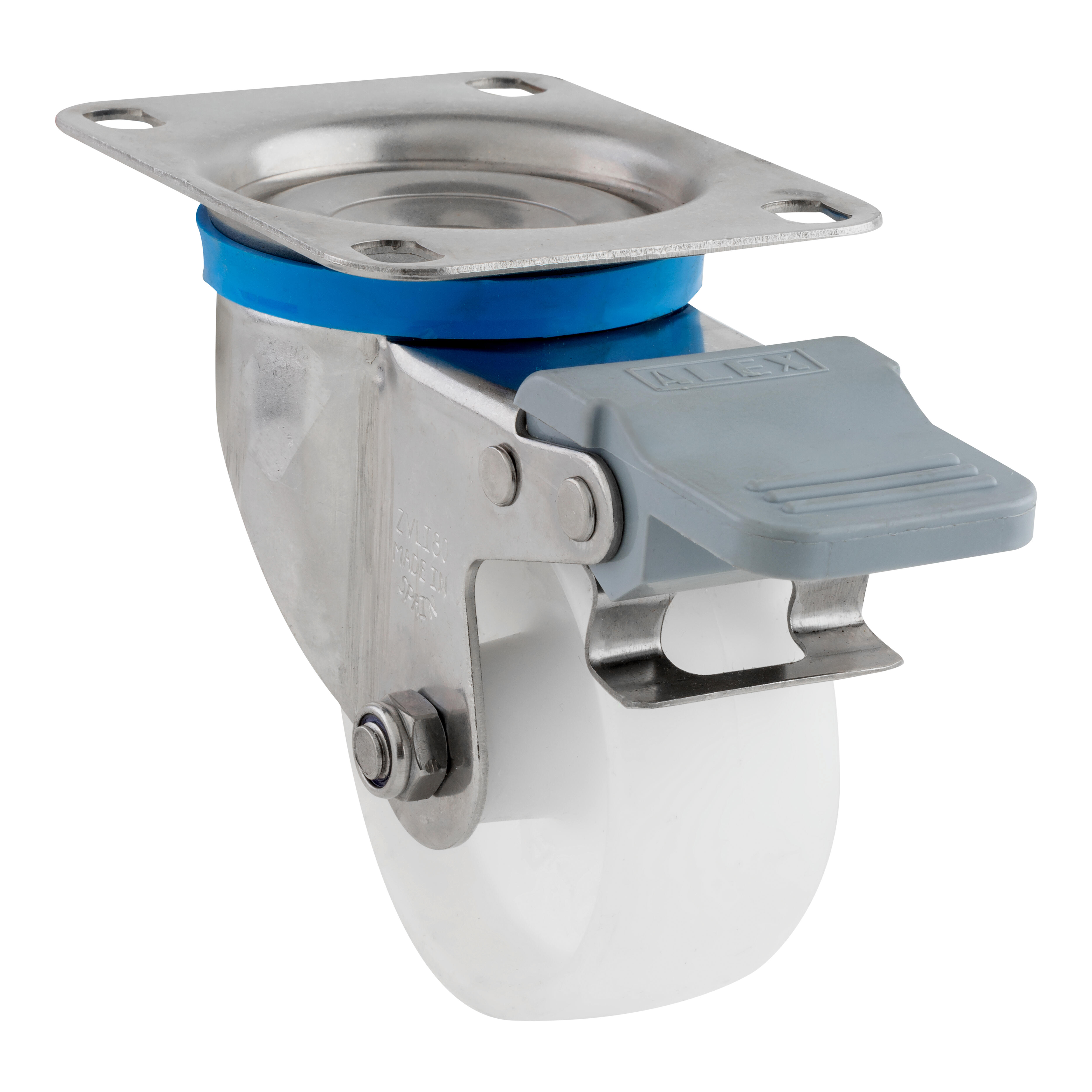 RUEDA GIRATORIA 80MM POLIAMIX. HASTA 130KG. LLANTA ACERO INOXIDABLE - 2