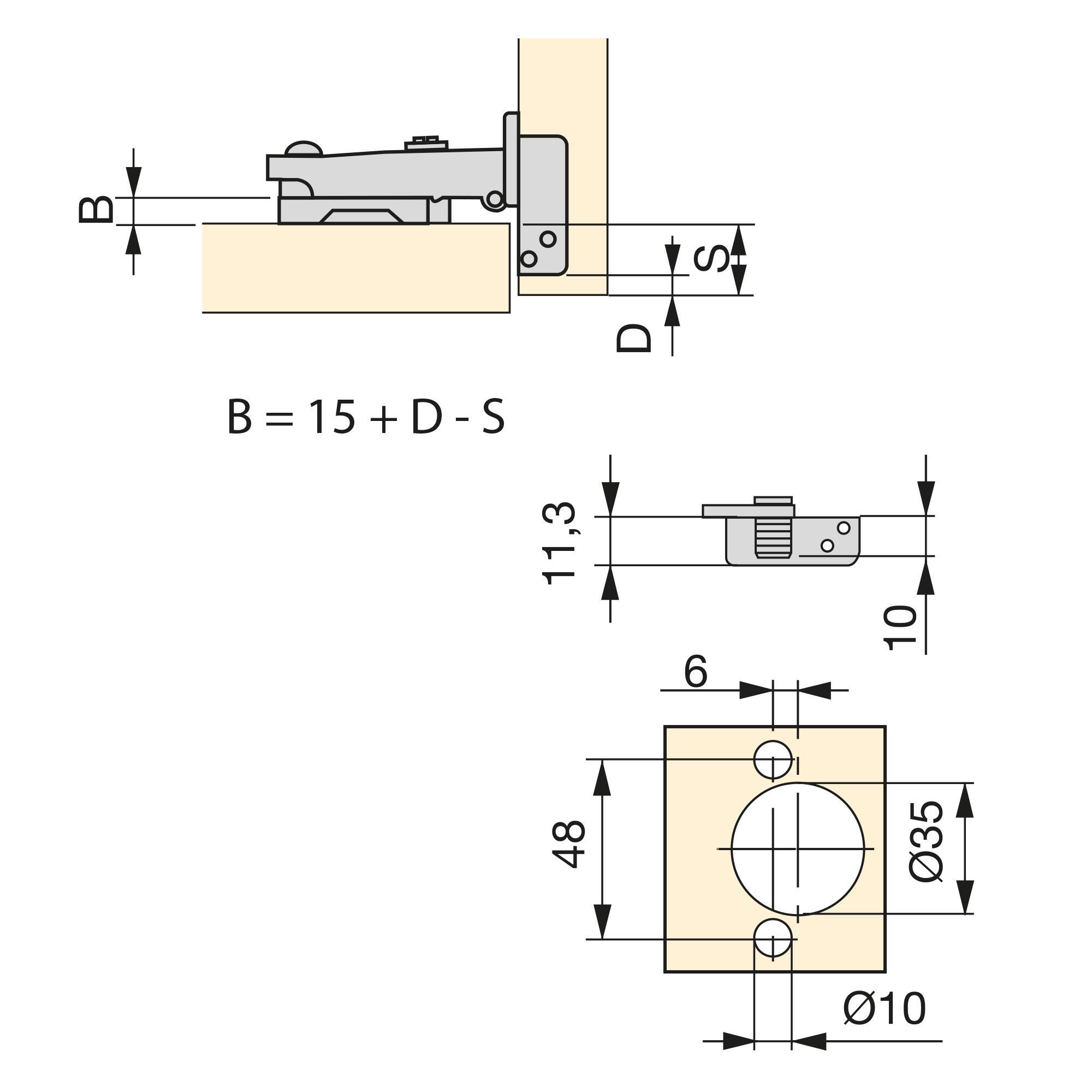 BISAGRA DE CAZOLETA 35MM APERTURA 105 º SUPERACODADA 2 UDS - 4