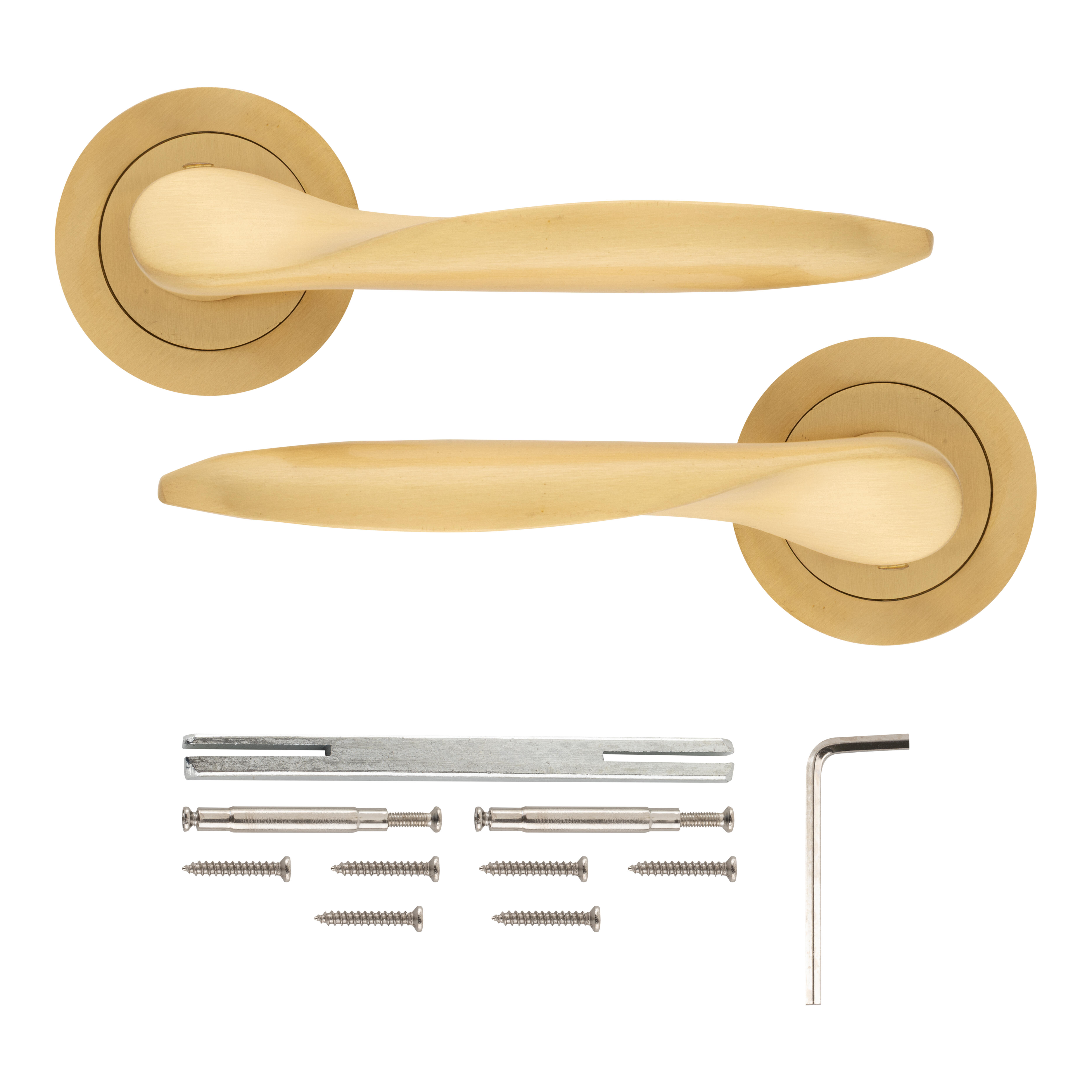 JUEGO MANILLA ROSETAS LATON ACABADO LATON MATE MODELO SOCHI - 4