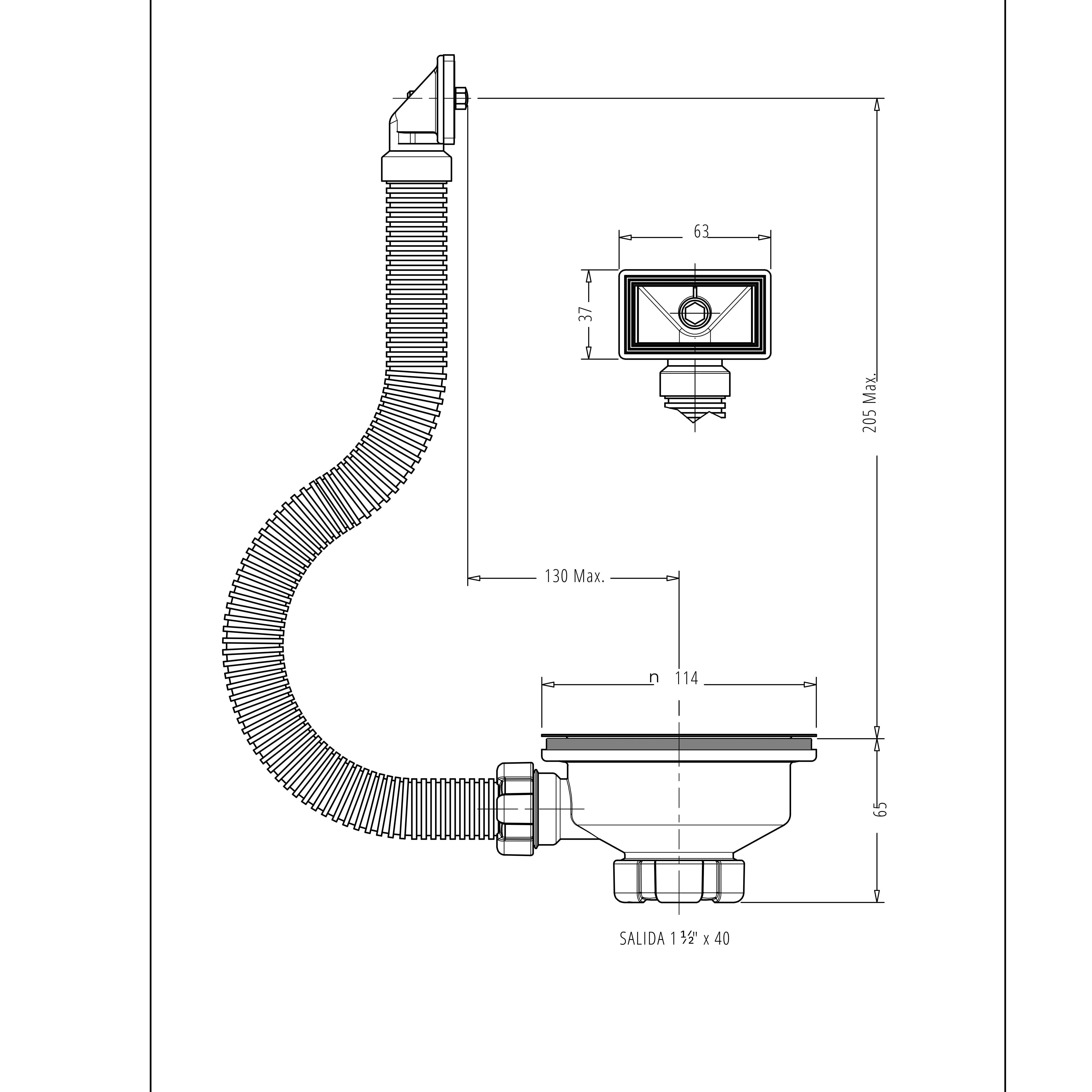 VÁLVULA FREGADERO 70MM-1 1/2