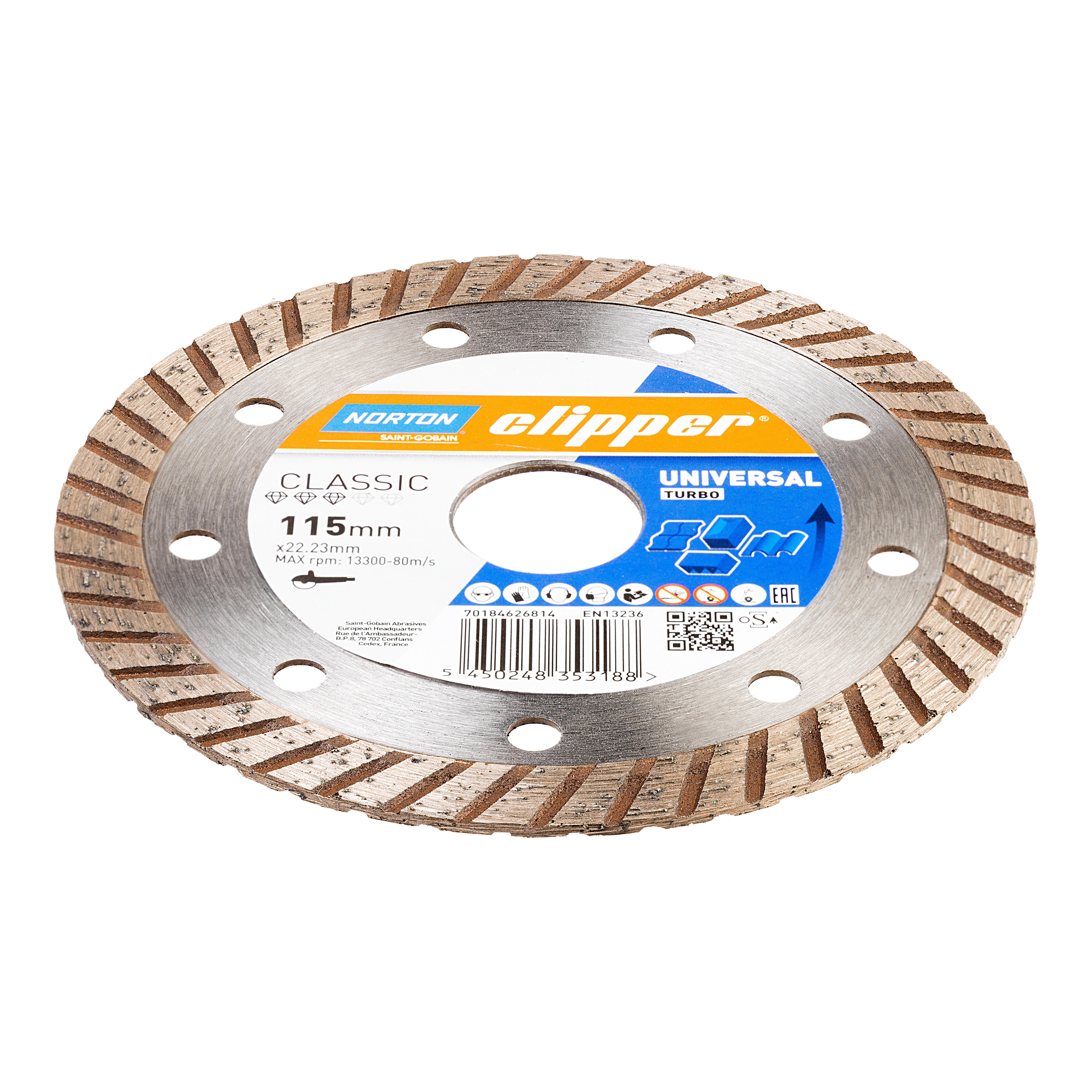 DISCO DE DIAMANTE AMOLADORA CORTE GENERAL DE OBRA BANDA CONTÍNUA TURBO CLASSIC 115MM CLIPPER - 3