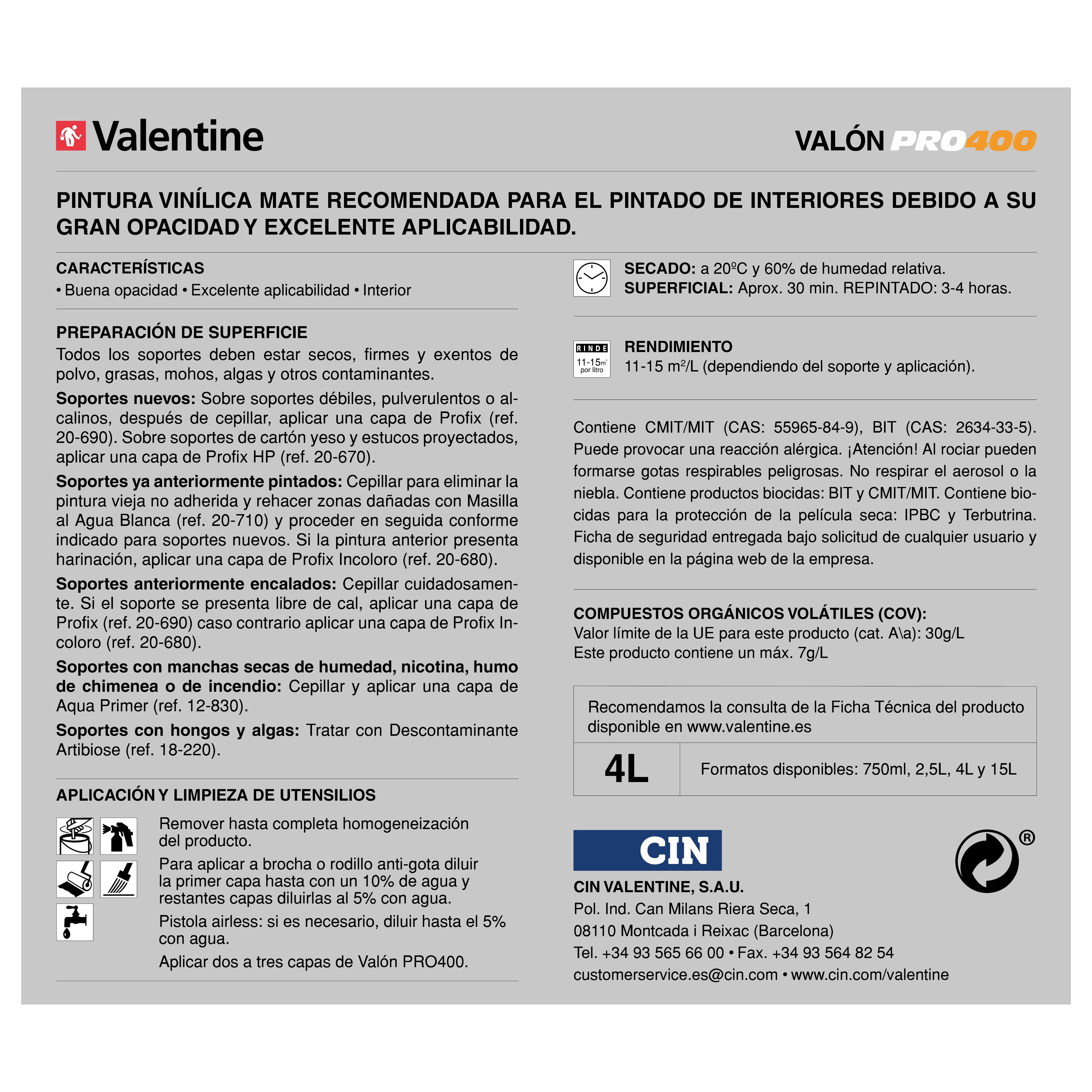 PINTURA PLASTICA MOSTAZA MATE 2,5L VALÓN PRO400 - 2