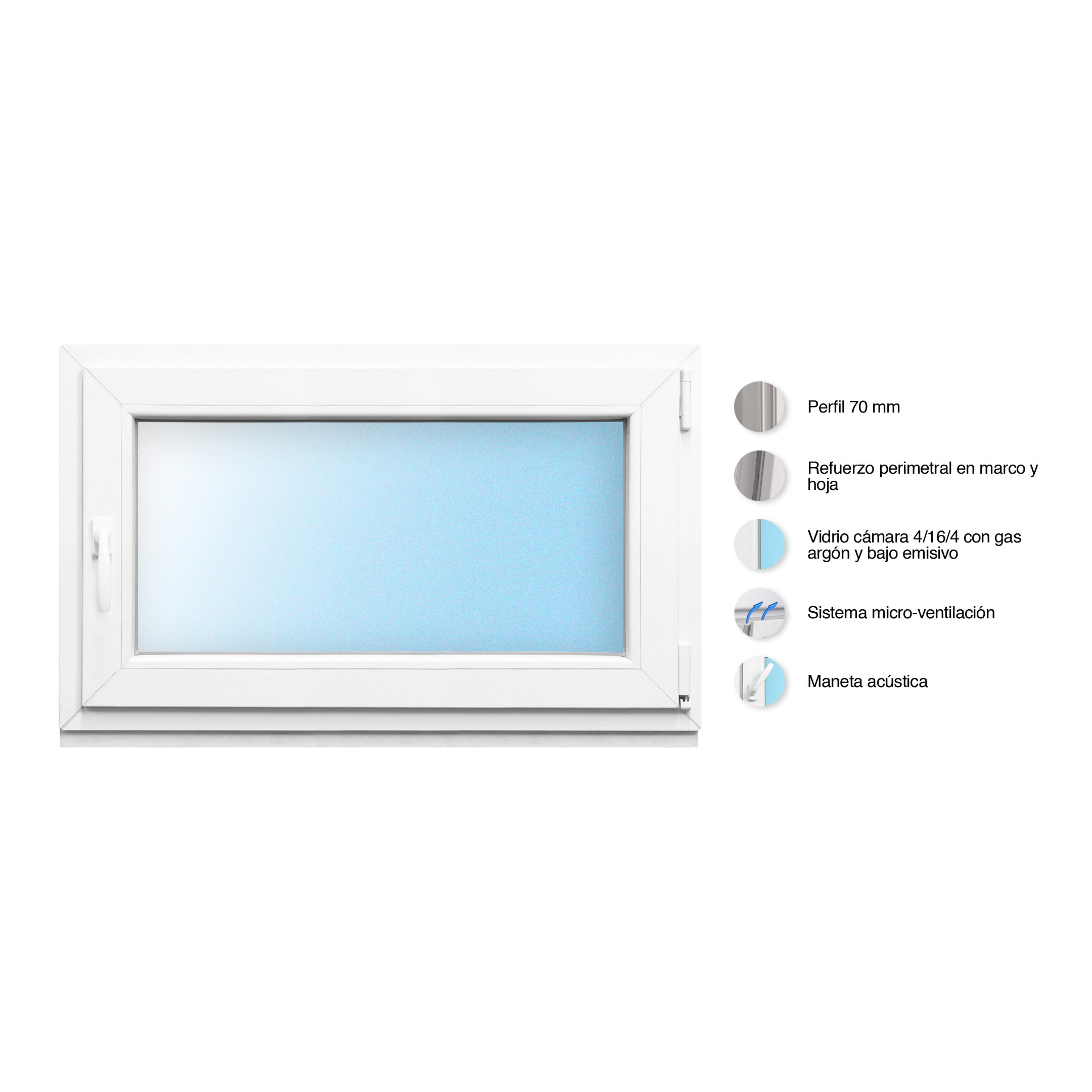 VENTANA PVC OSCILOBATIENTE BLANCA 100X60CM - 5