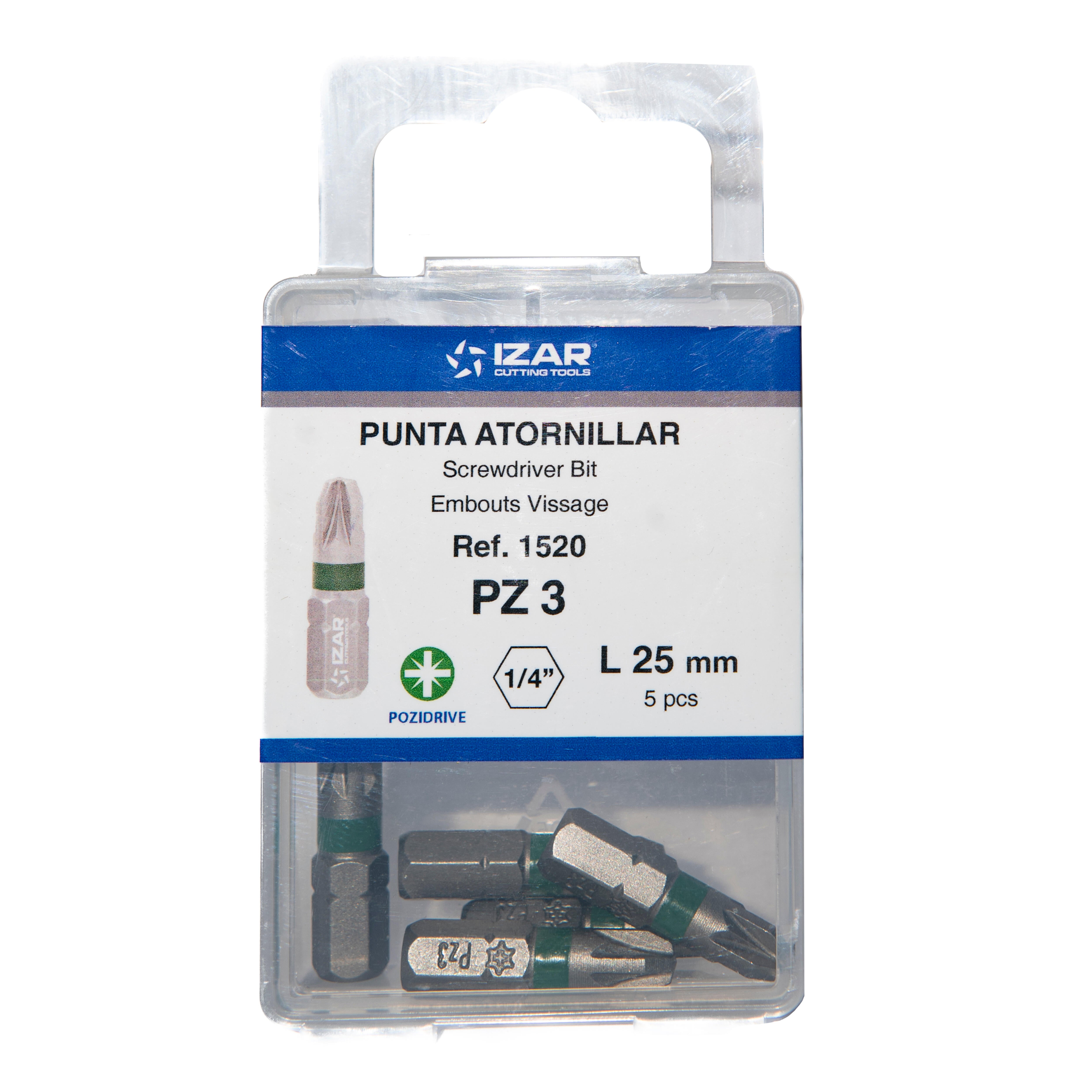 PUNTAS PARA ATORNILLADOR POZIDRIVE PZ3 CORTA L25 IZAR 5 UDS - 4