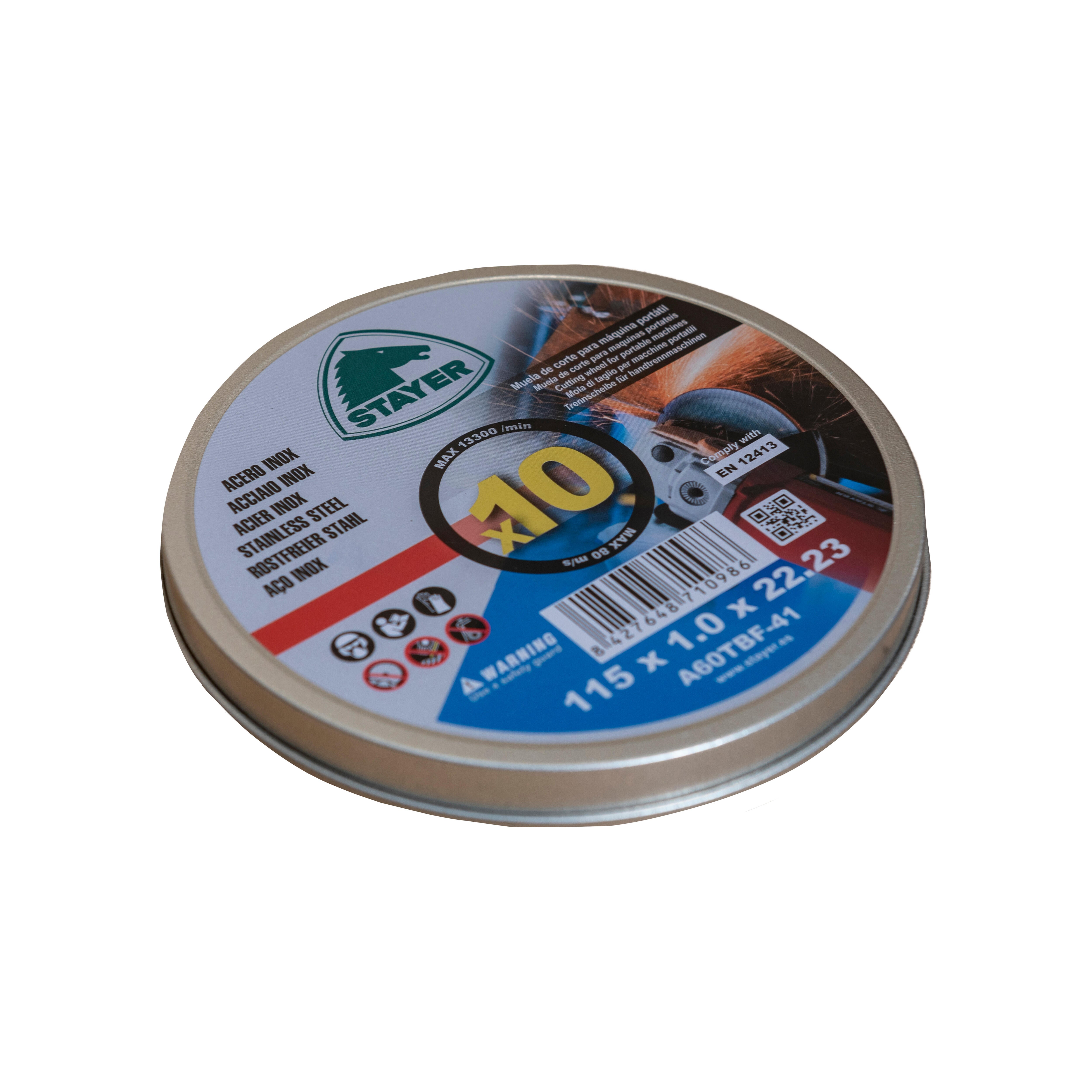 DISCO AMOLADORA CORTE FINO METAL INOX 115MM STAYER 10UDS - 3