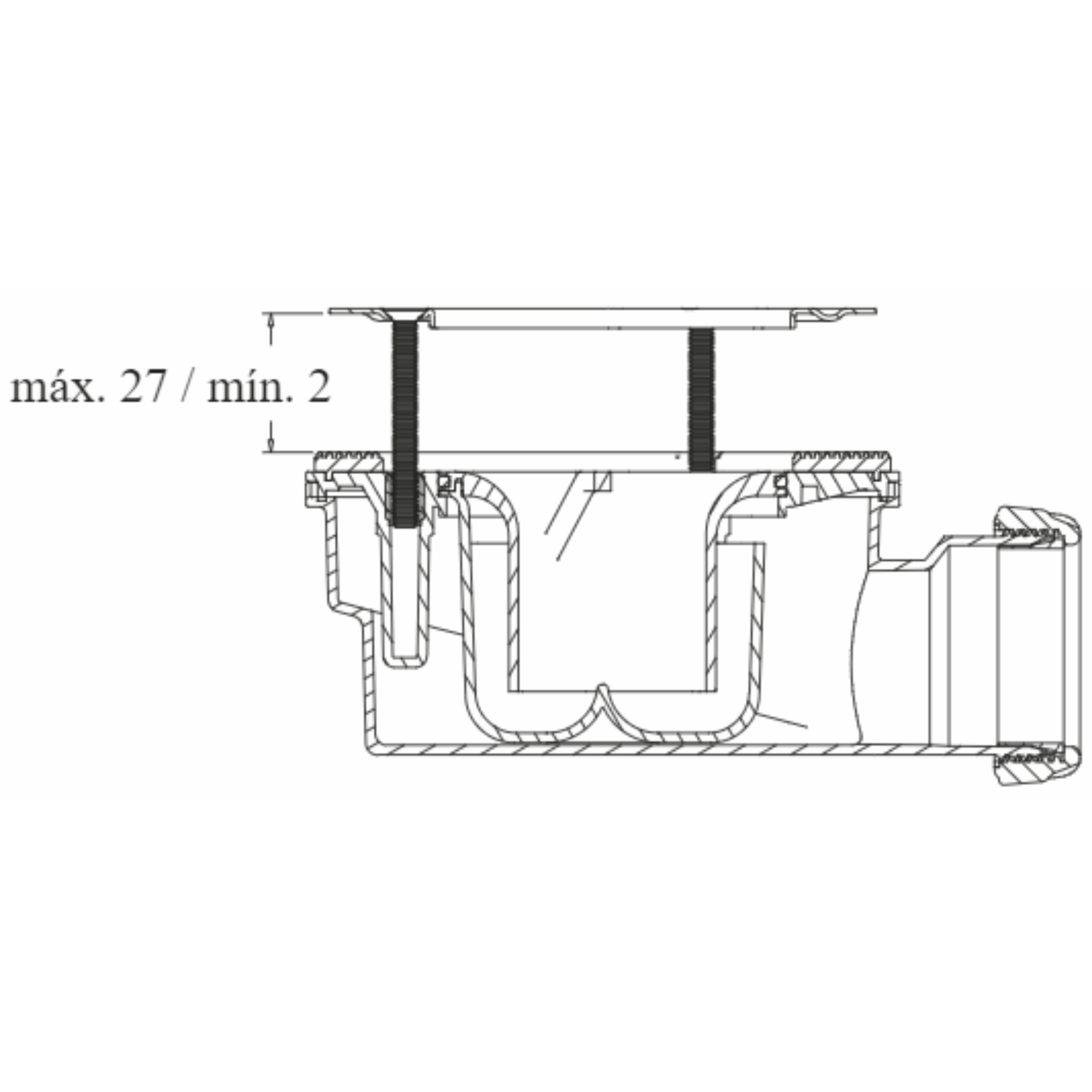 VÁLVULA PLATO DE DUCHA H58 ALTO 115MM BLANCO JIMTEN - 3