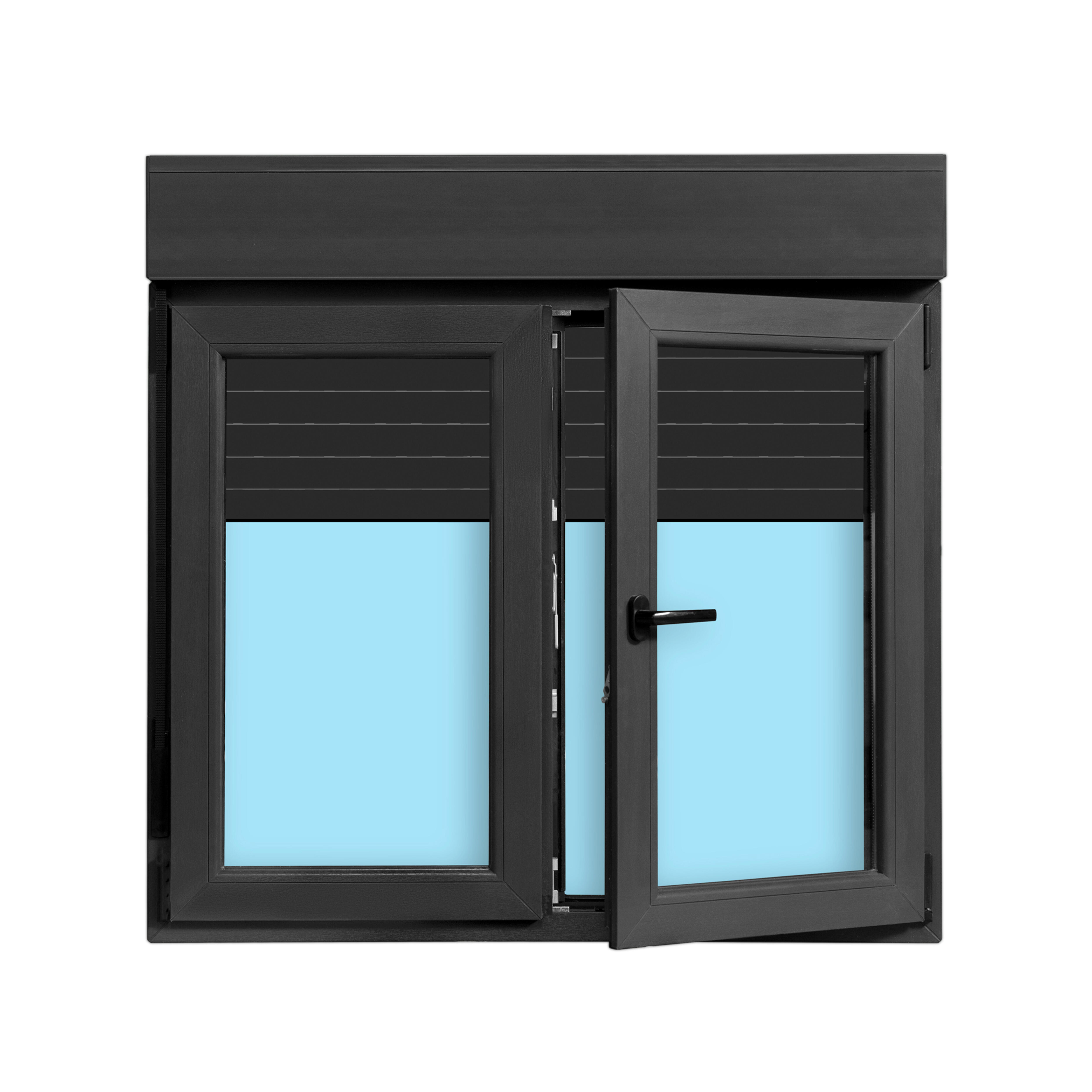 VENTANA PVC OSCILOBATIENTE CON PERSIANA GRIS GRAFITO  120X118CM - 2