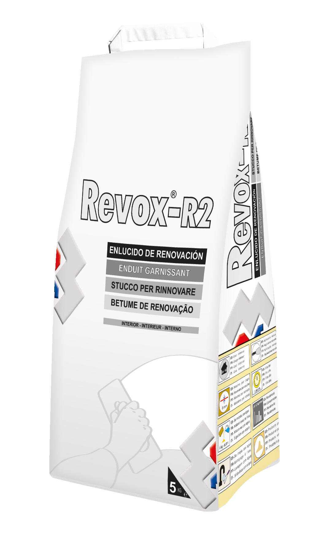 PLASTE EN POLVO CAPA GRUESA 5KG REVOX R-2 2 HORAS - 2