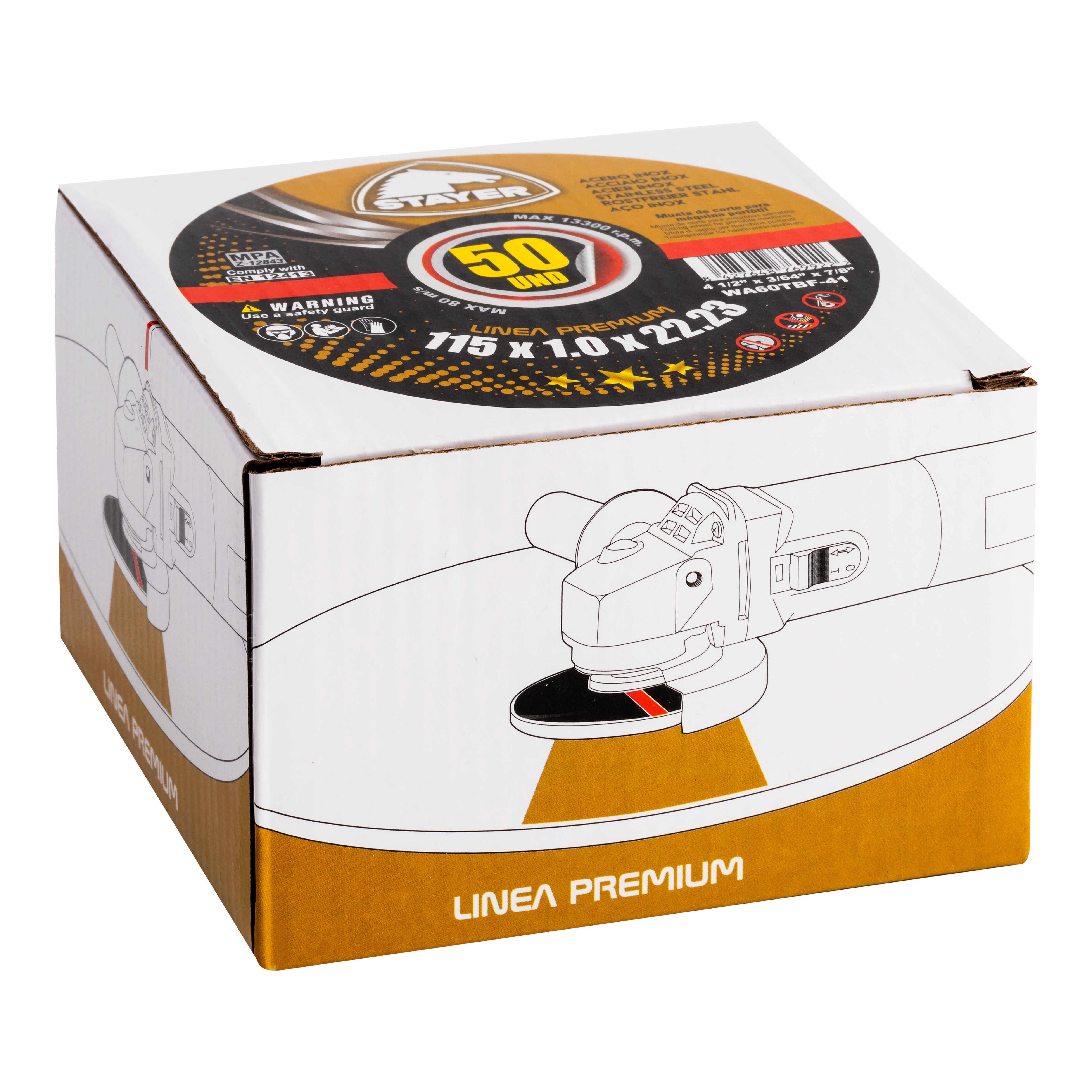 DISCO AMOLADORA CORTE FINO METAL INOX PREMIUM 115MM STAYER 50UDS - 4