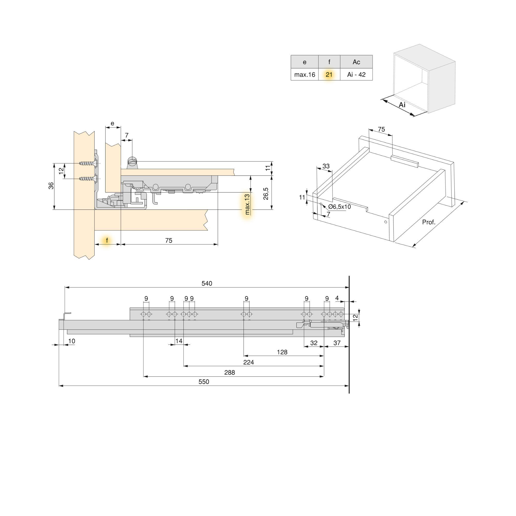 GUÍA PARA CAJÓN 54CM CON ENGANCHE GALVANIZADA FIJACION LATERAL - 8