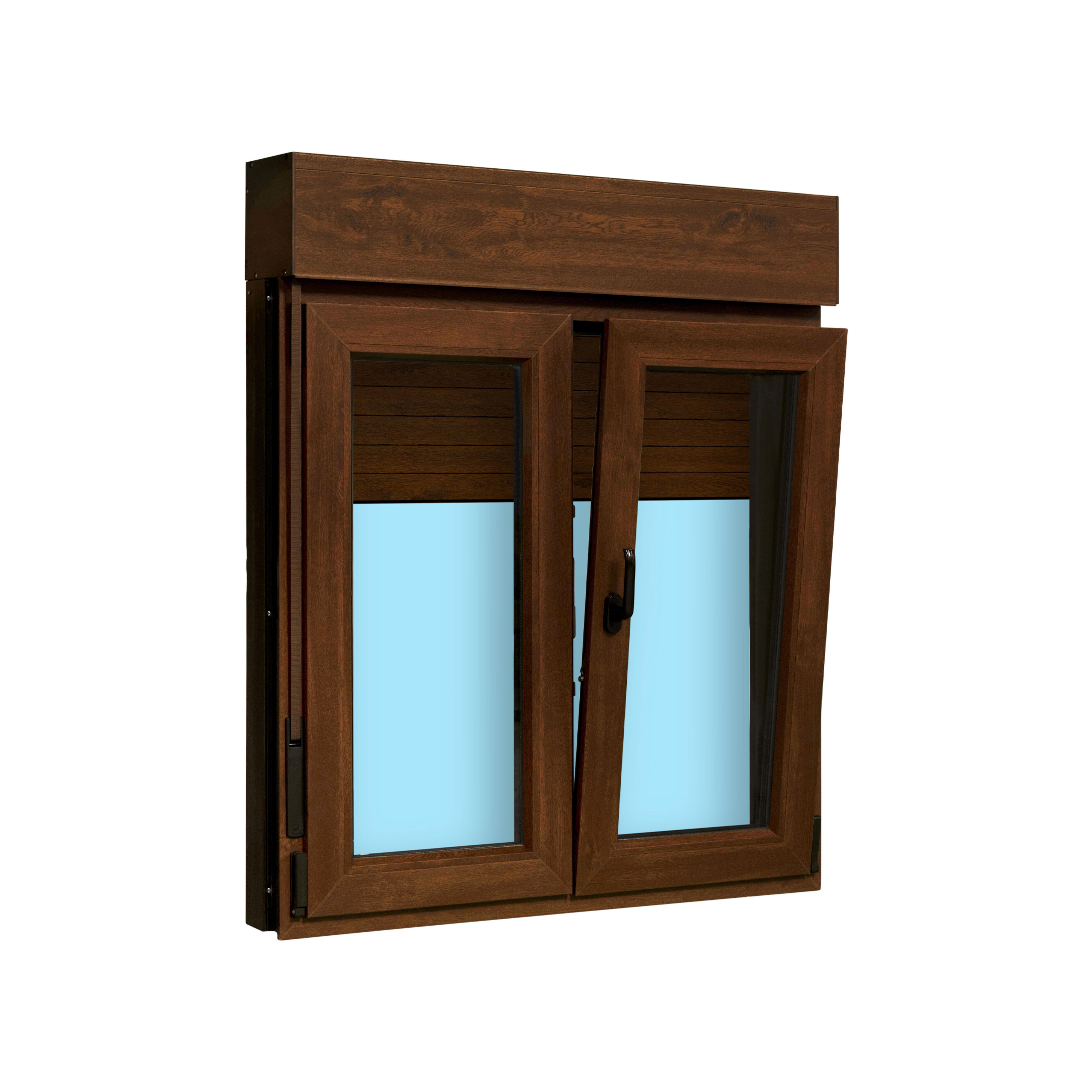 VENTANA PVC OSCILOBATIENTE  CON PERSIANA NOGAL 100X118CM - 4