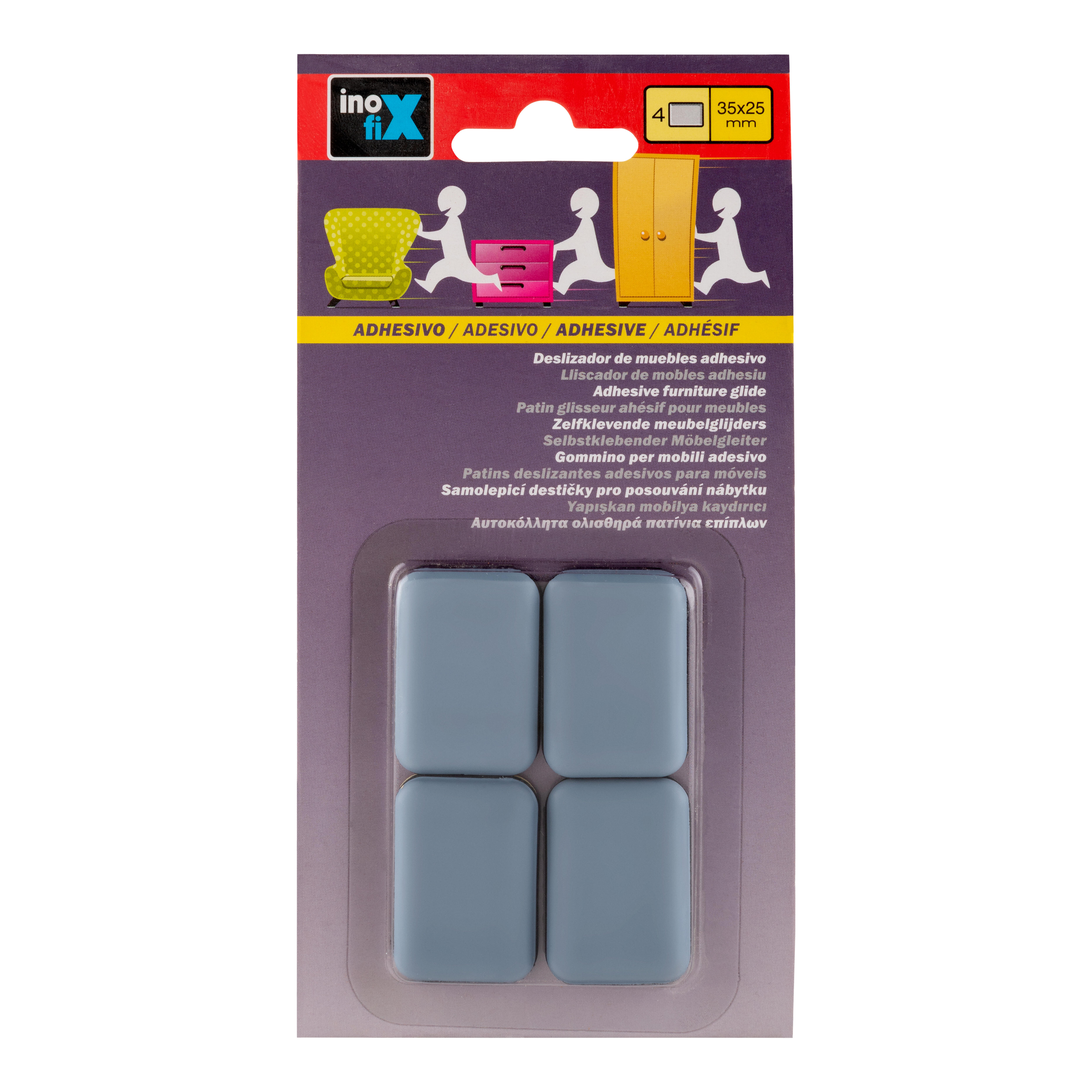 PATIN DESLIZANTE TEFLON ADHESIVO 25 x 35MM GRIS 4 UDS - 2