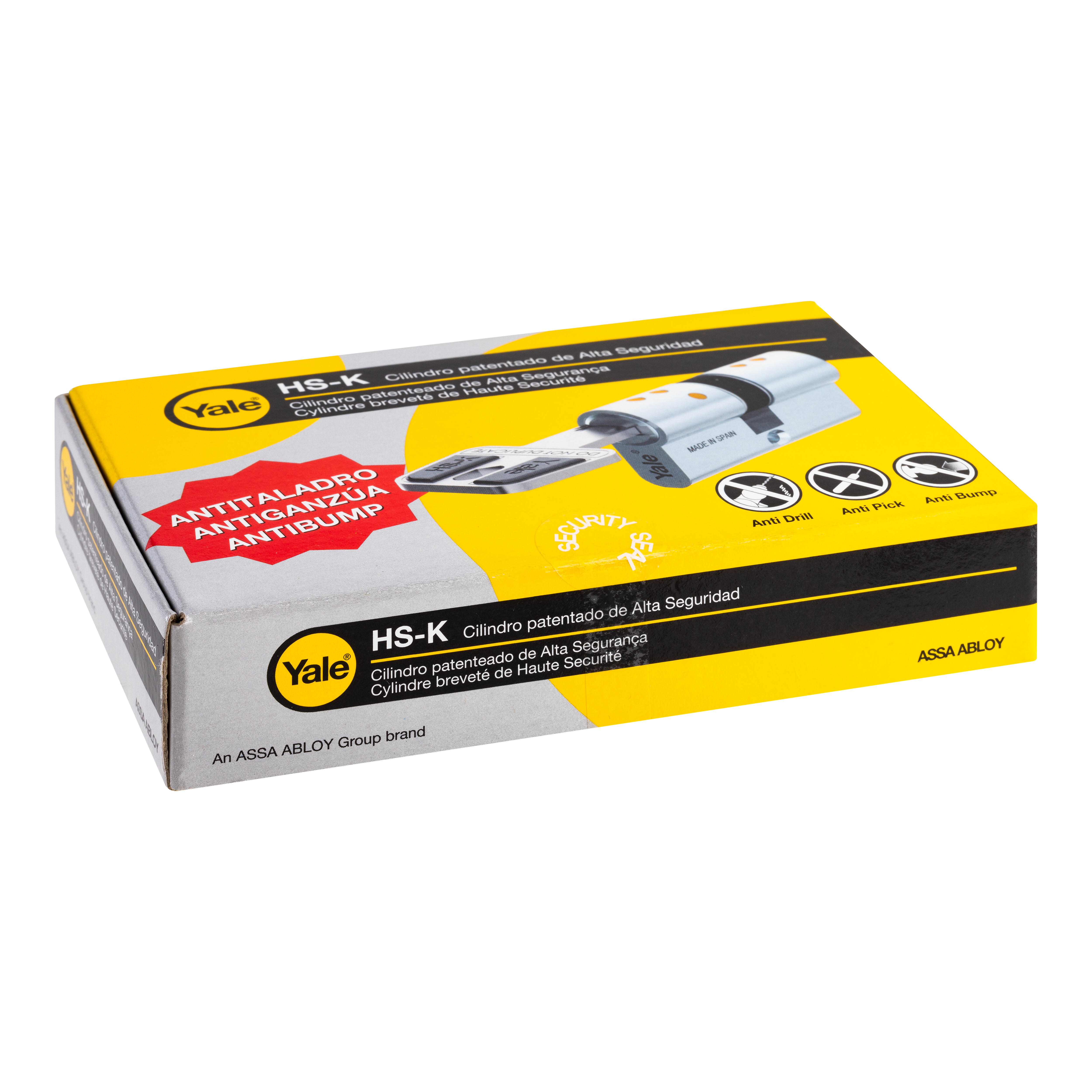 CILINDRO ALTA SEGURIDAD ANTIROTURA Y ANTIBUMPING 40 X 40  MM.  NIQUEL HSK YALE - 4
