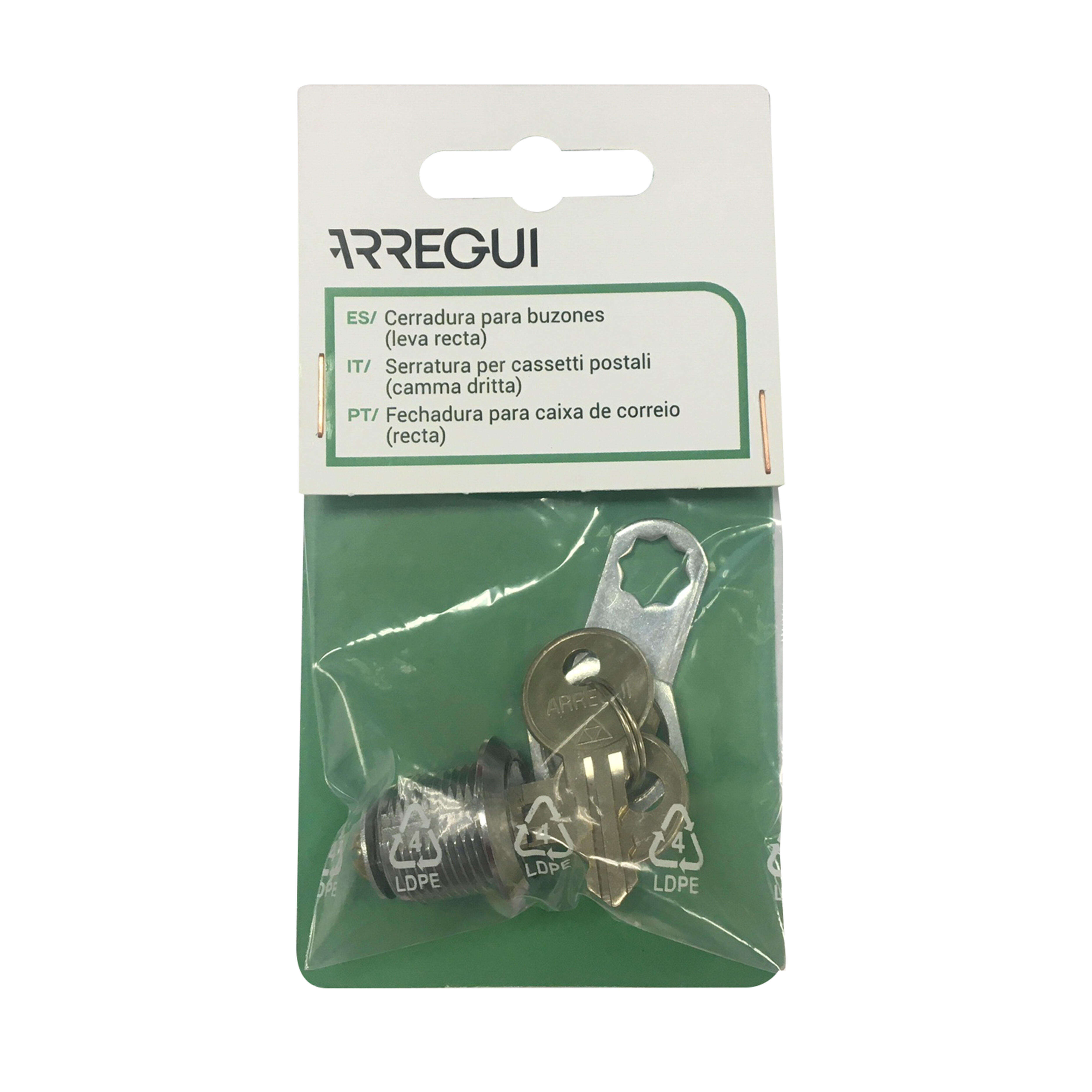 CERRADURA DE BUZON METALICA RECTA NÍQUEL ARREGUI - 3