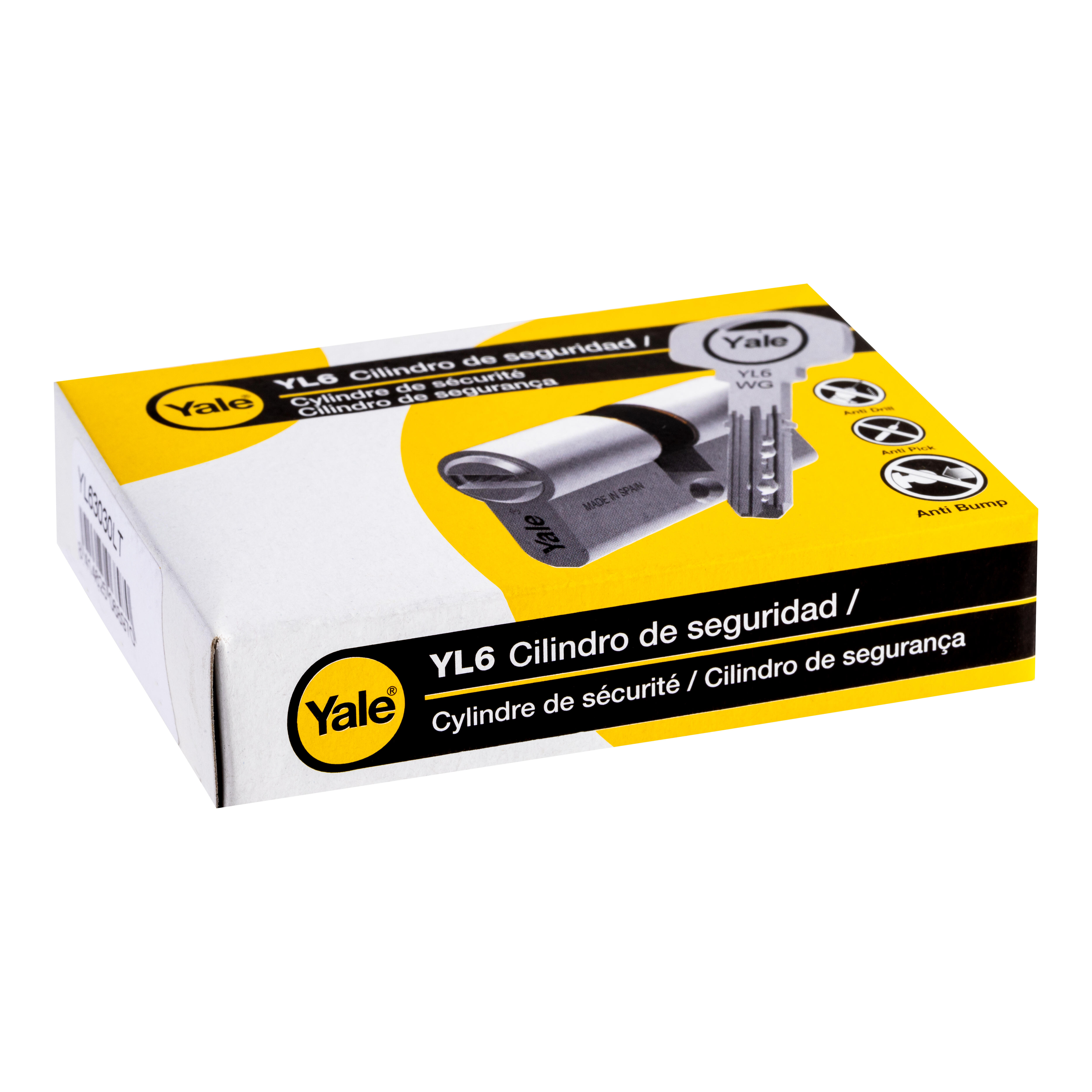 CILINDRO SEGURIDAD ANTIBUMPING 30X30MM. PUNTOS LEVA 15MM  LATON  YL6 YALE - 4