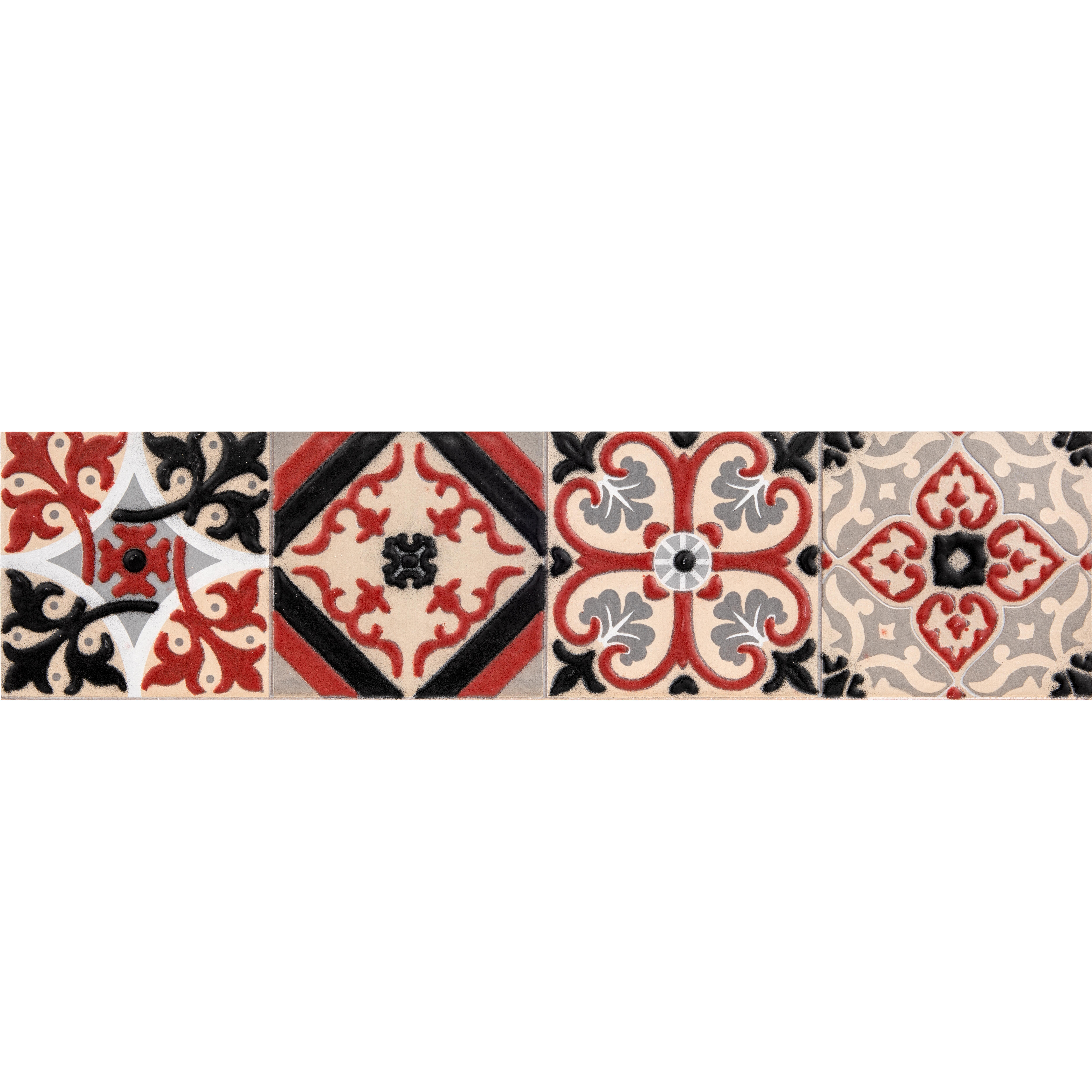 CENEFA CERÁMICA 7X30 CM. 7561 ROJO. PACK 3 UNIDADES - 3