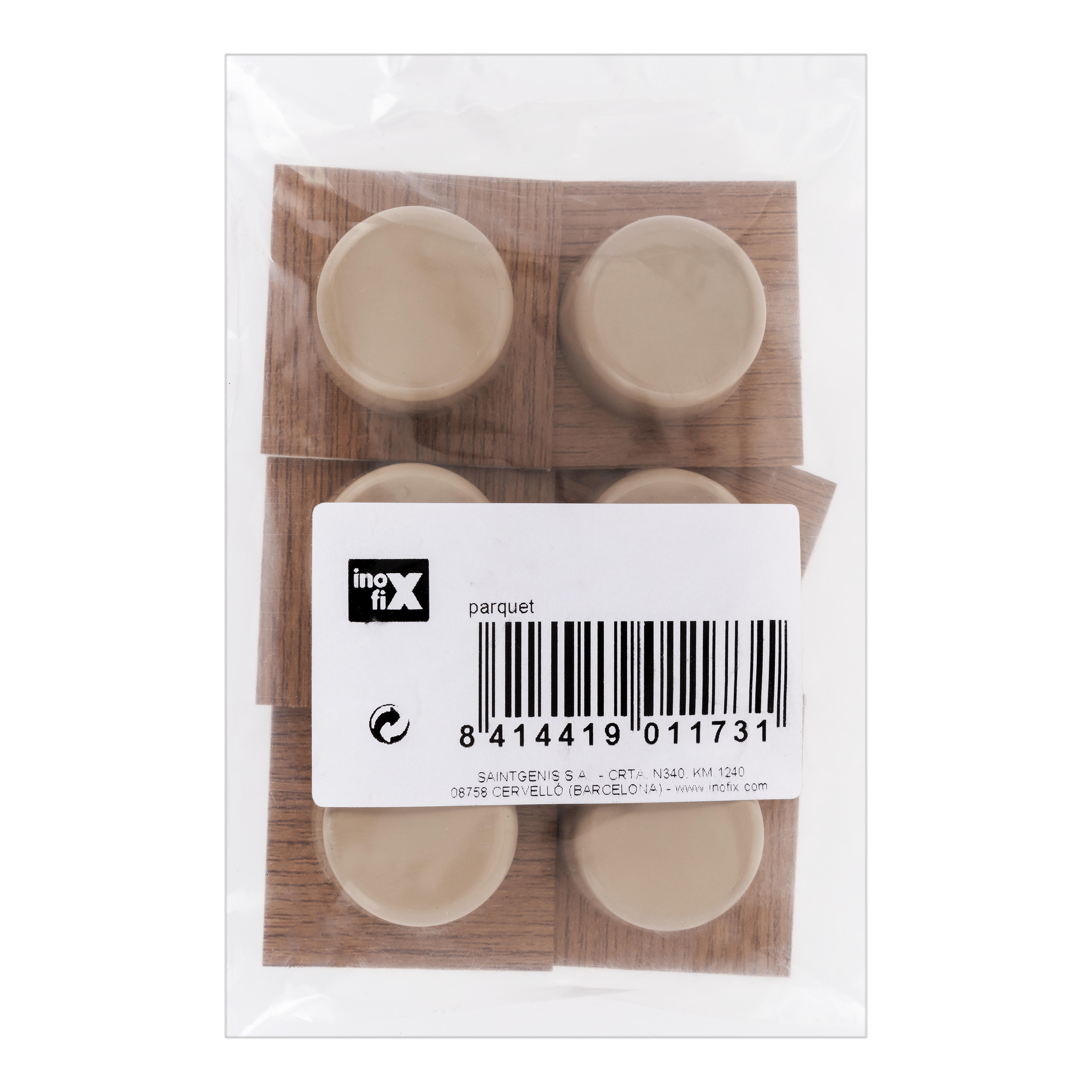 TOPE DE PUERTA GOMA  ADHESIVO 2023 2 MARRON BEIGE INOFIX. 6 UDS - 2