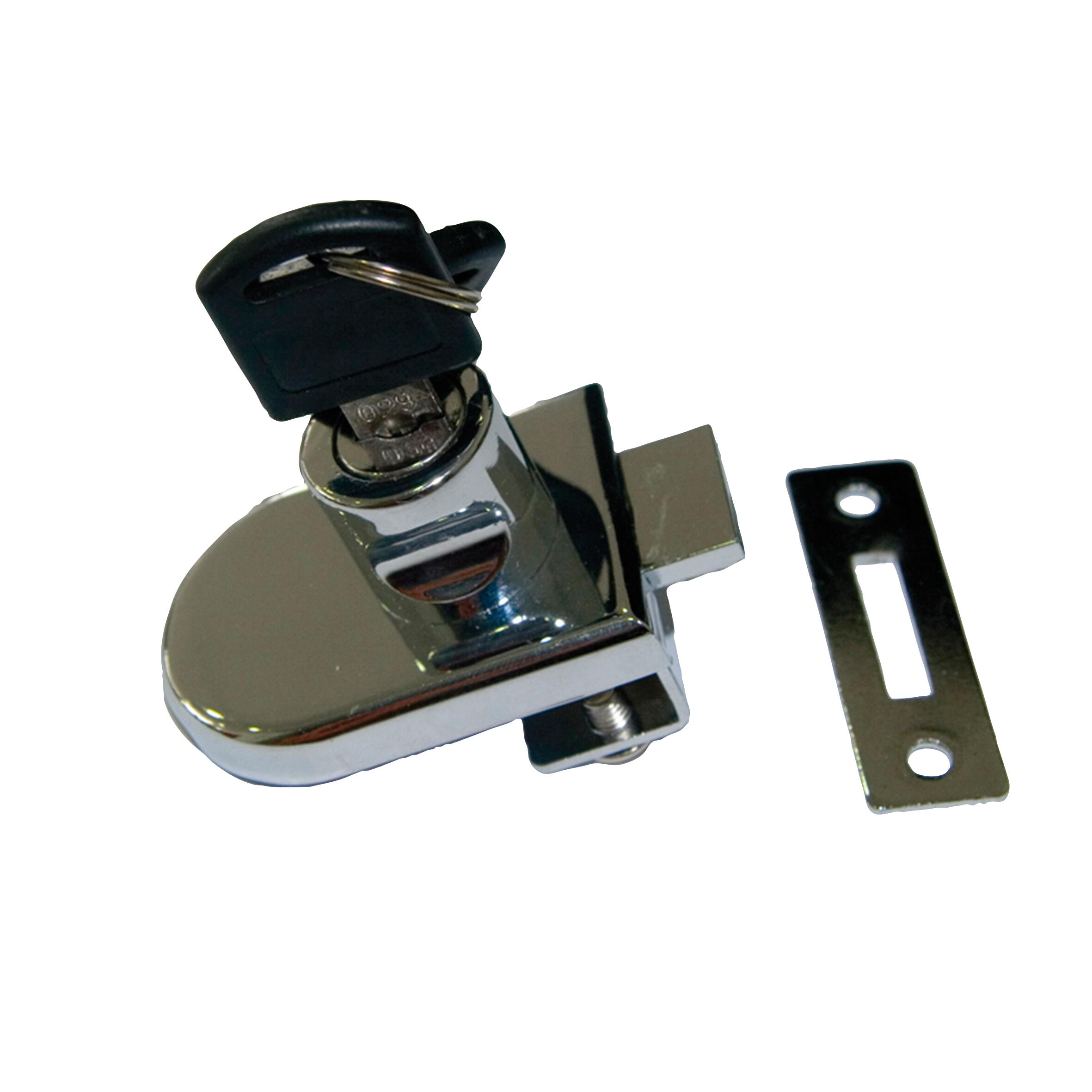 CERRADURA PUERTA CRISTAL CON LLAVE ACERO NIQUELADO - 3