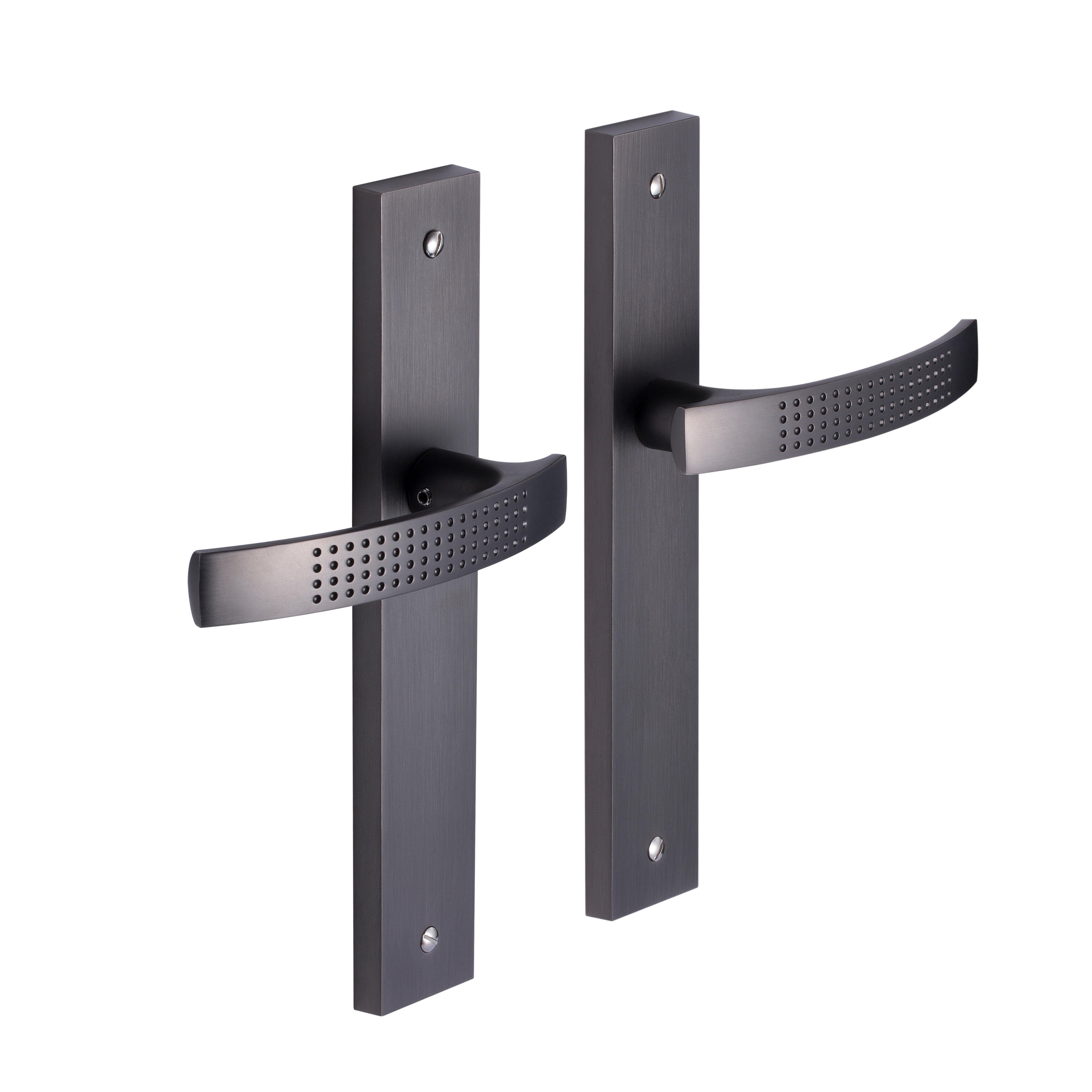 2 poignées sur plaque sans trou Louna aluminium anthracite mat, entraxe 195 mm - 2