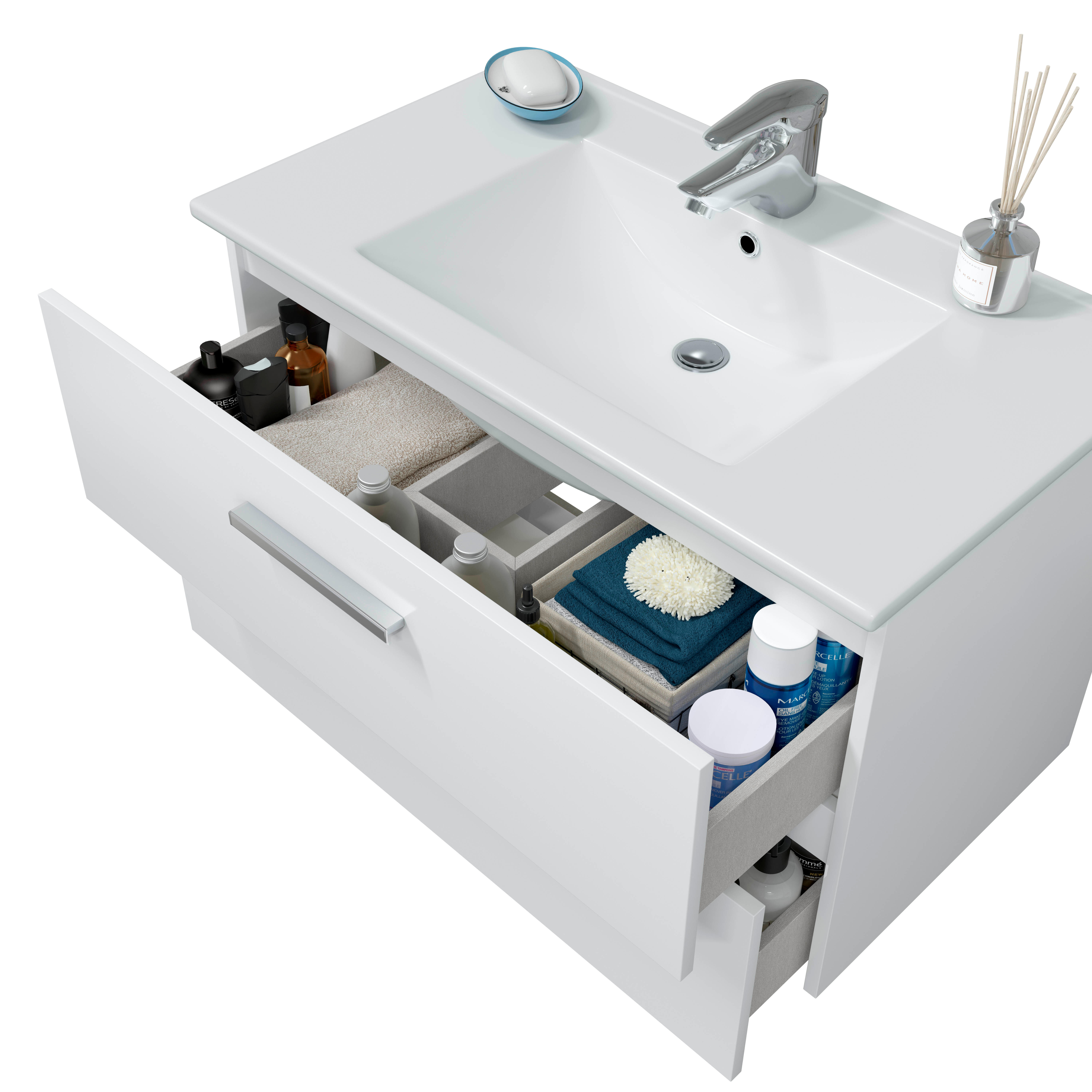 MUEBLE DE BAÑO ECO BLANCO 80X45CM 2 CAJONES - 6