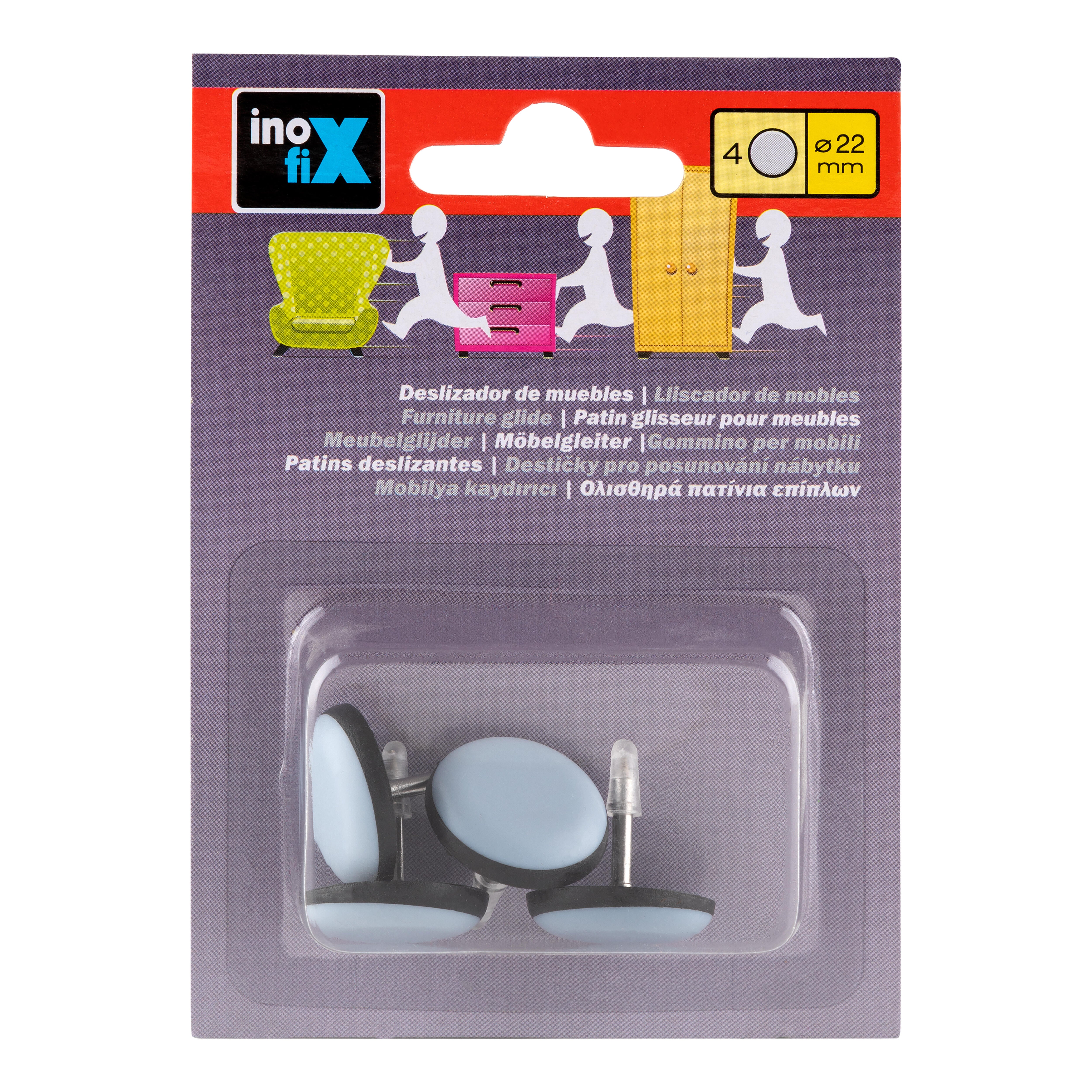 PATIN DESLIZANTE TEFLÓN DE CLAVAR REDONDO  22 MM GRIS. 4 UDS - 2