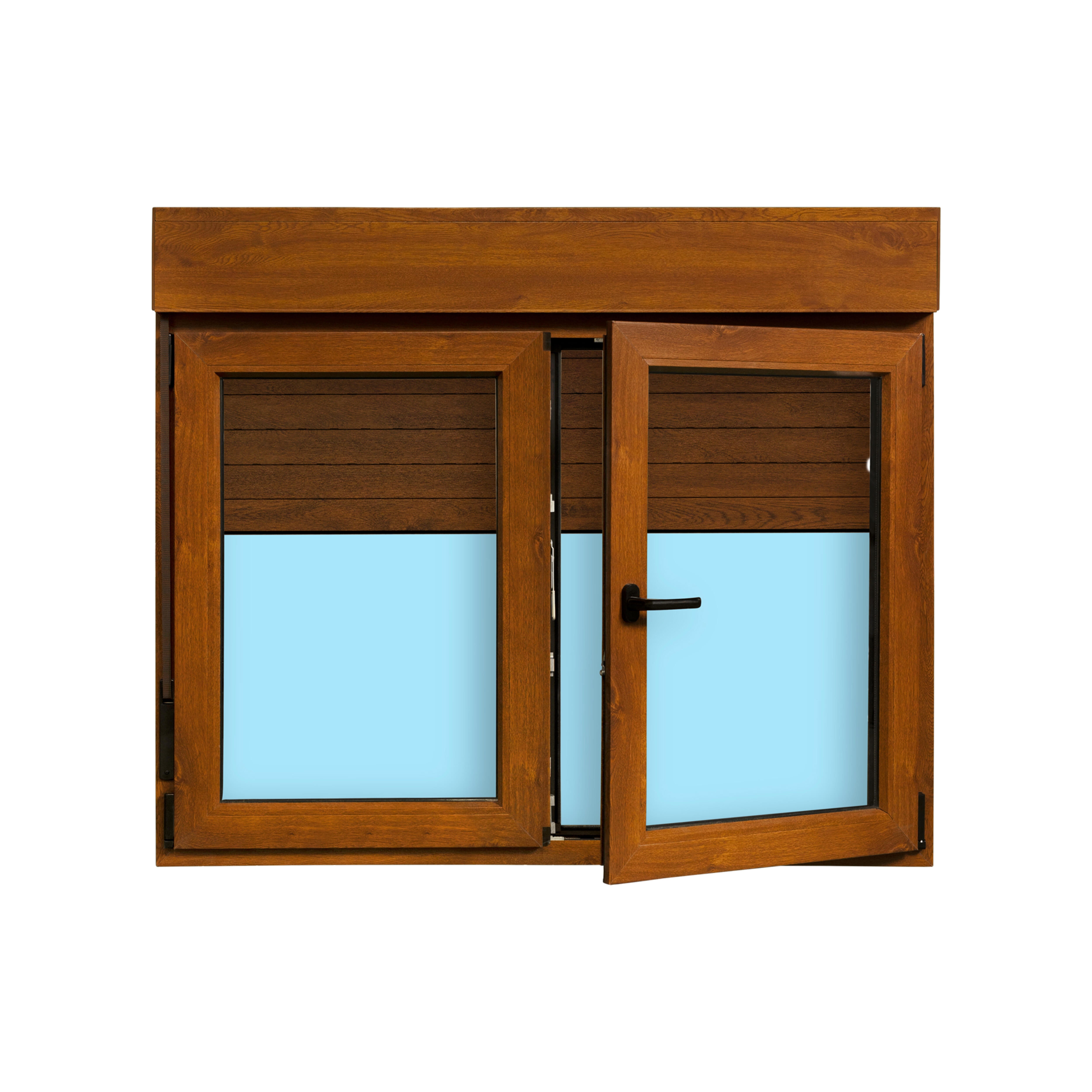 VENTANA PVC OSCILOBATIENTE CON PERSIANA ROBLE 140X118CM - 2
