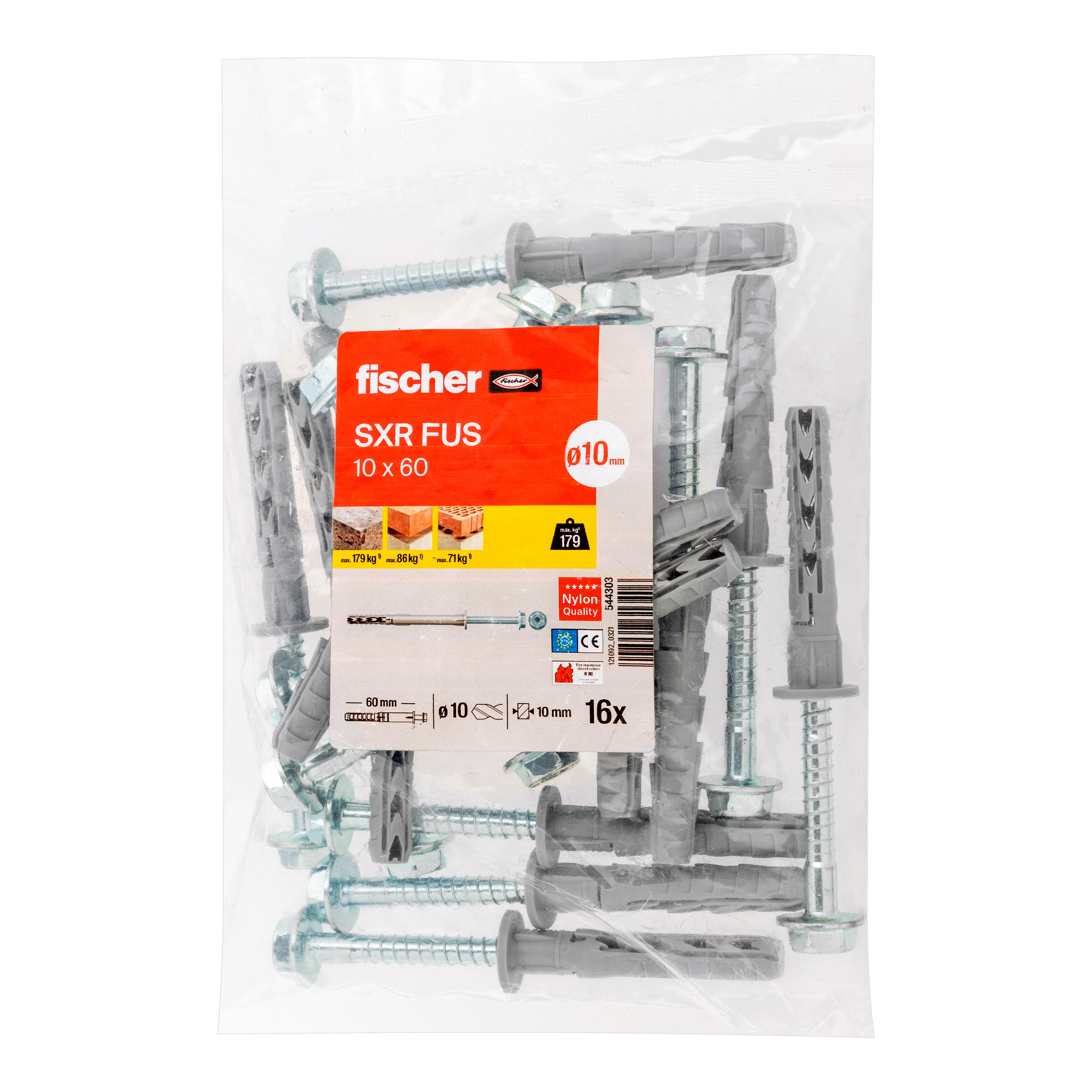 TACO LARGO DE EXPANSIÓN DIÁMETRO 10MM LONGITUD 60MM FISCHER SXR 16UDS - 2