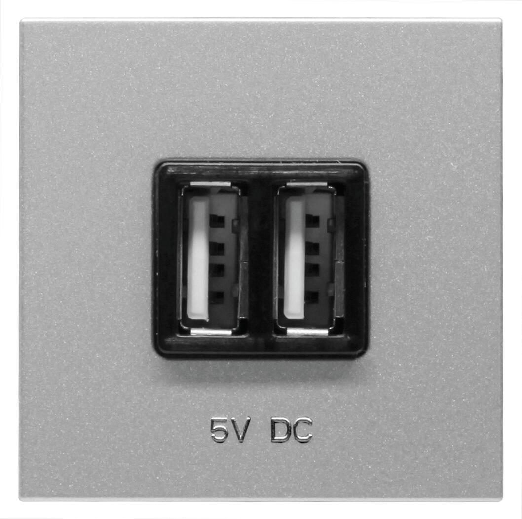 TOMA CARGADOR USB SERIE ZENIT PLATA - 2