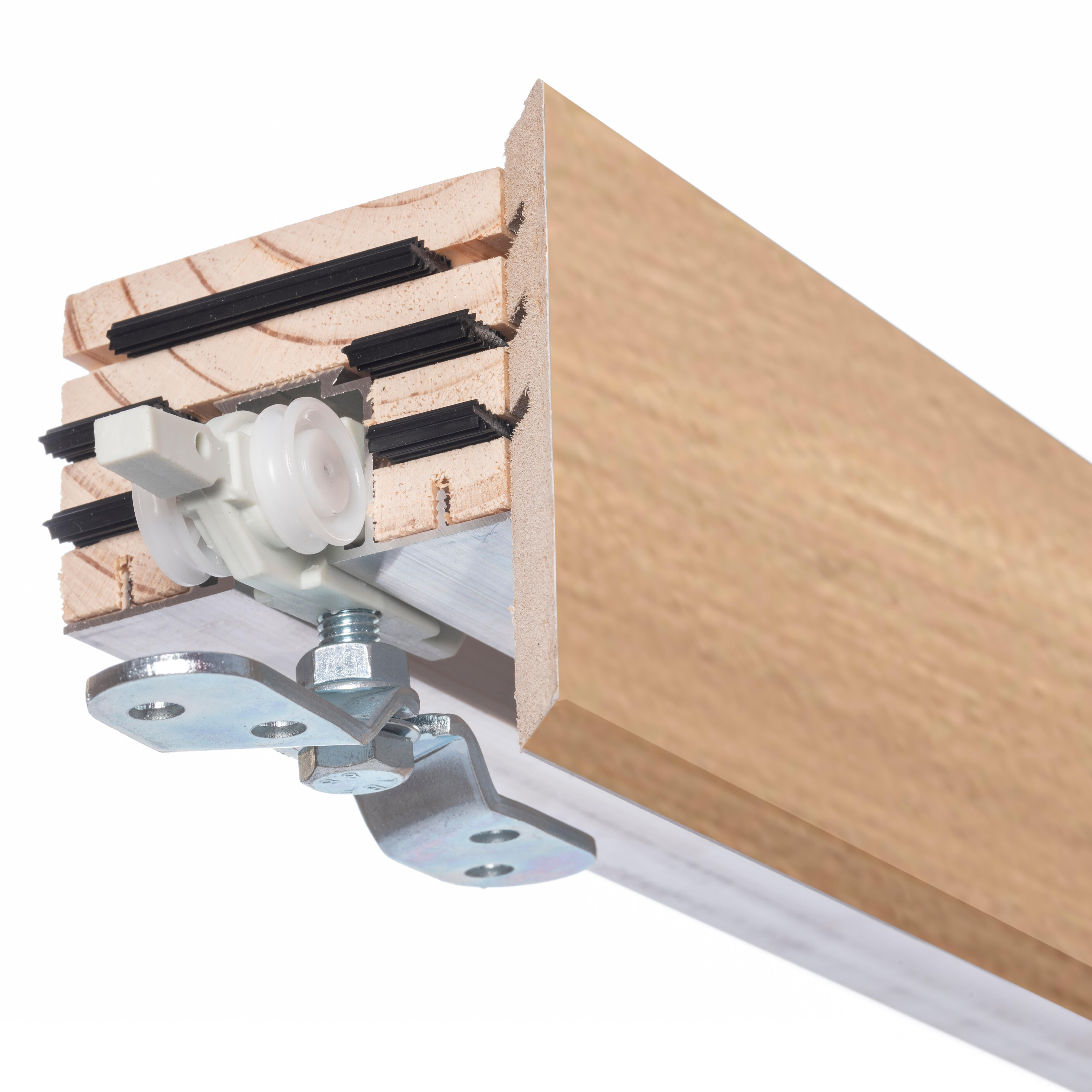 KIT RAIL + EMBELLECEDOR PUERTA CORREDERA ACABADO MELAMINA ROBLE - 2