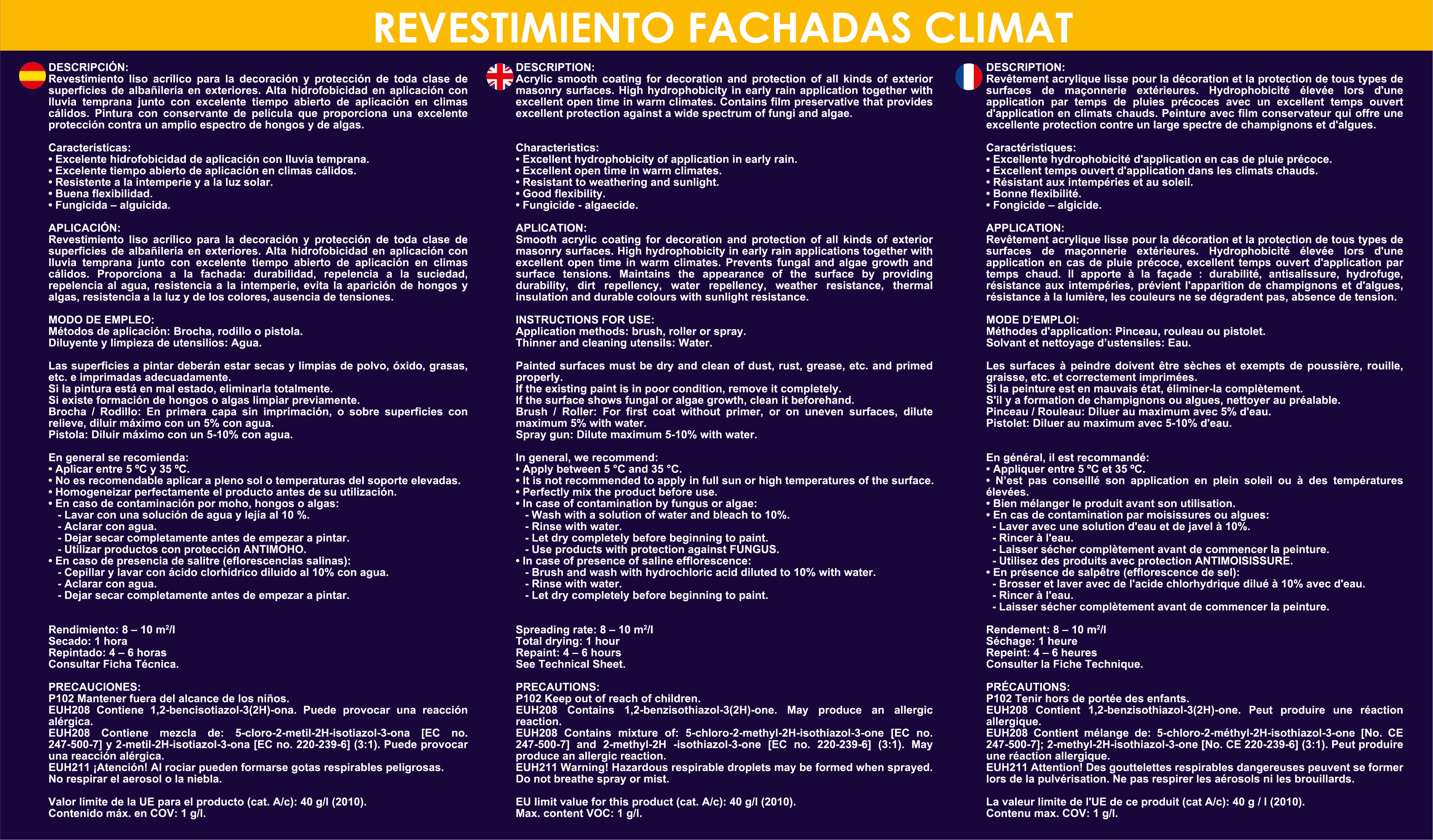 REVESTIMIENTO FACHADA MATE CLIMAT PREMIUM 4L BLANCO - 2