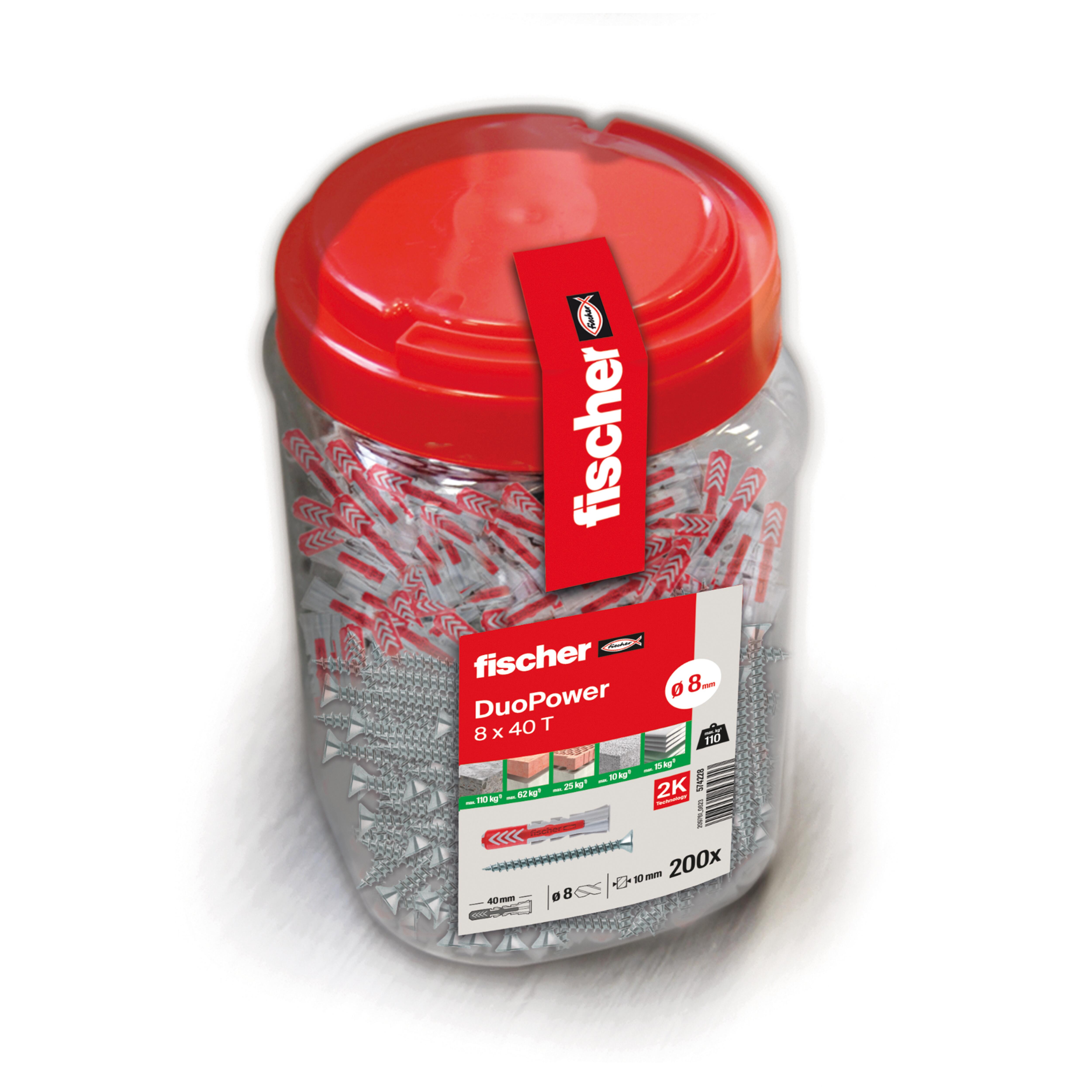 TACO NYLON DUOPOWER UNIVERSAL CON TORNILLO 8 X 40 MM FISCHER.200 UDS - 4