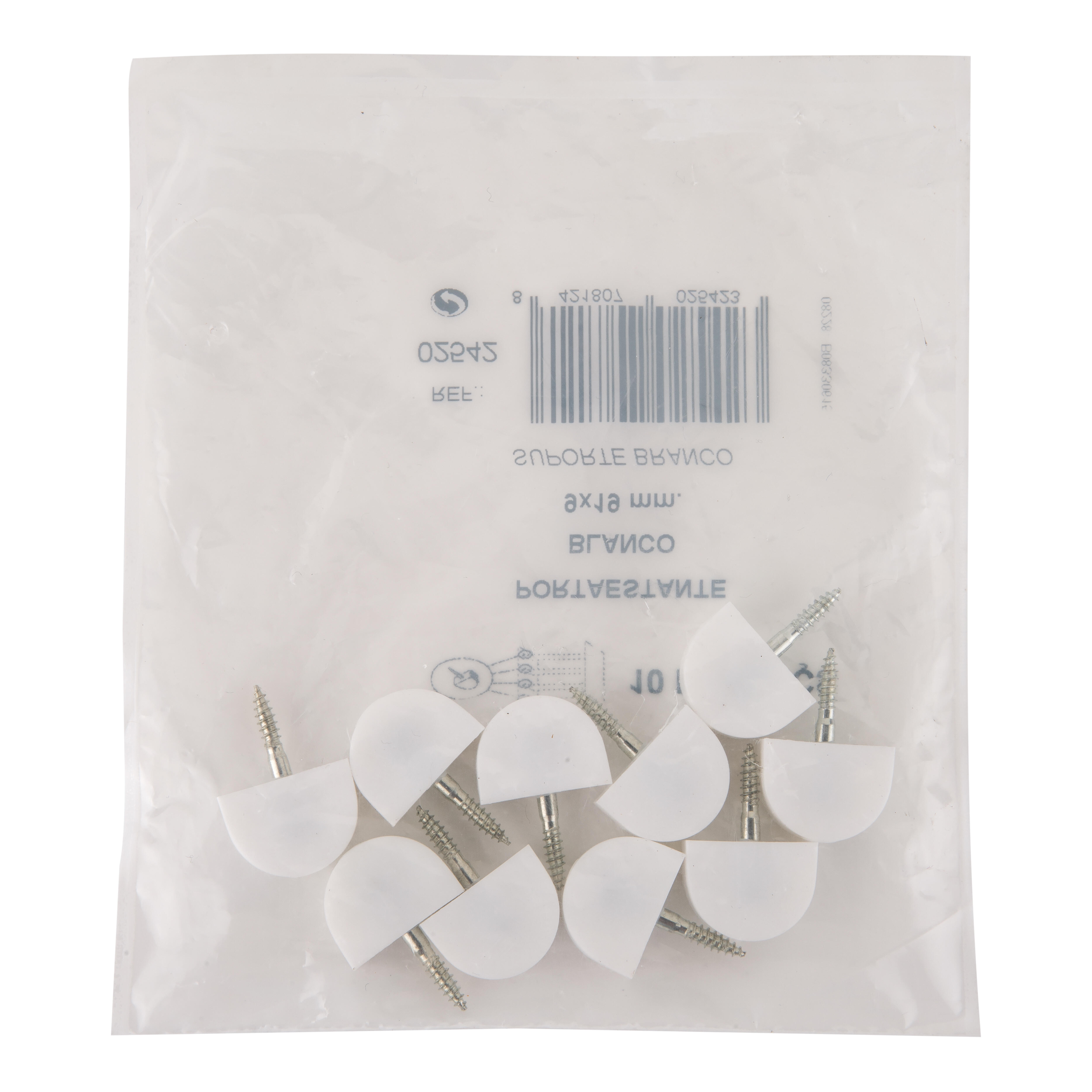 PORTAESTANTE SEMICIRCULAR DE ATORNILLAR 19 MM BLANCO. 10 UDS - 4