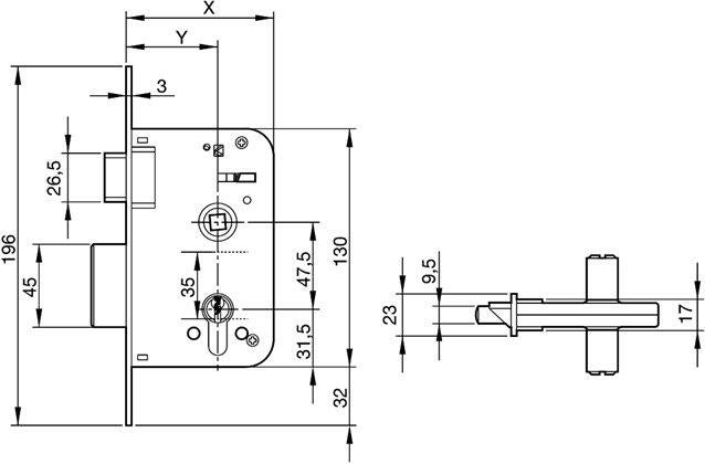 CERRADURA EMBUTIR PARA PUERTA DE MADERA 45 MM. 600 LATONADO YALE - 2