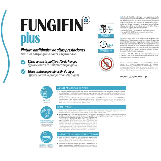 PINTURA ACRÍLICA FUNGIFIN PLUS 15L  BLANCO