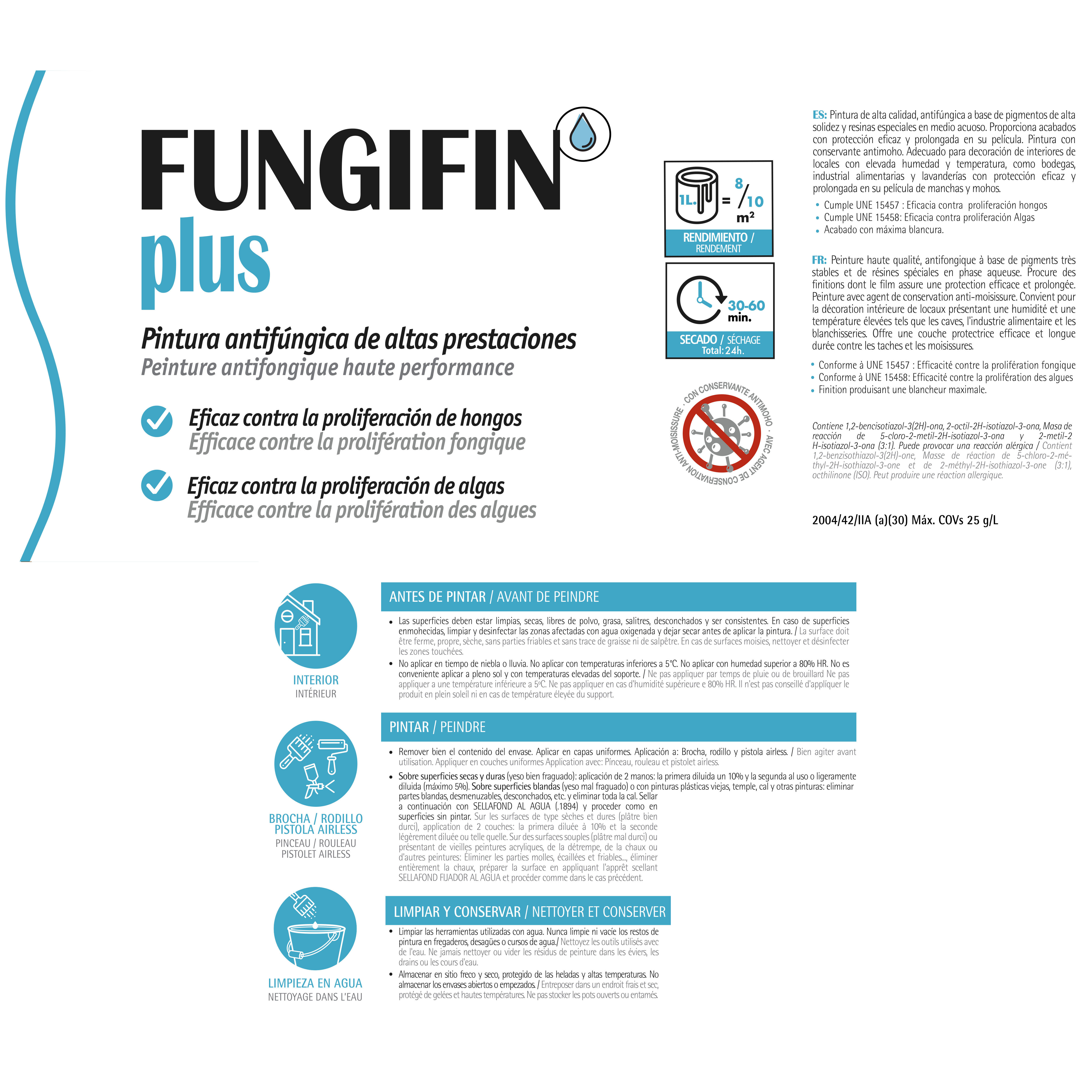 PINTURA ACRÍLICA FUNGIFIN PLUS 4L BLANCO - 2