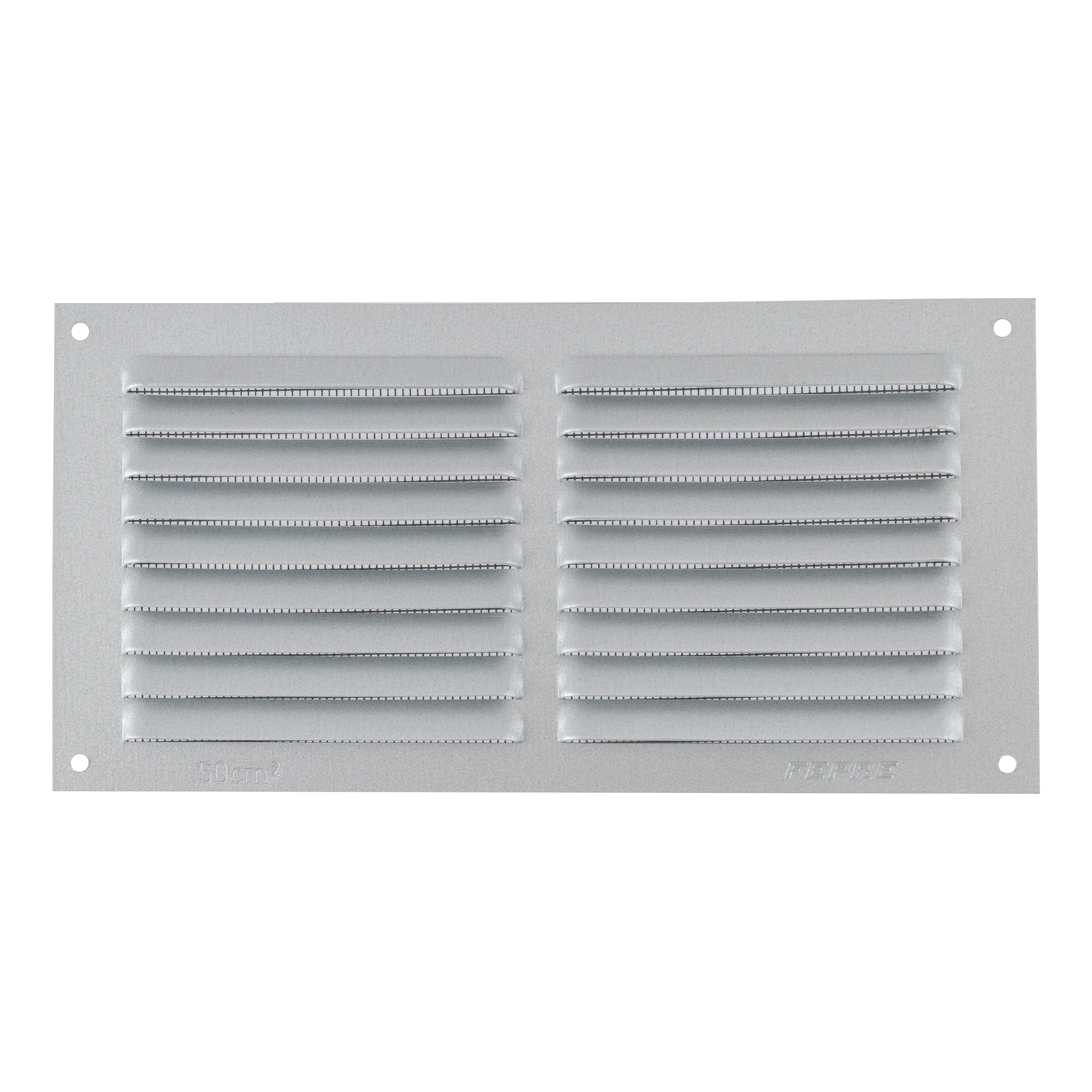 REJILLA DE VENTILACION CON MOSQUITERA SOBREPONER ALUMINIO BRUTO 10 X 20 CM. ESPESOR 0.8  MM - 2