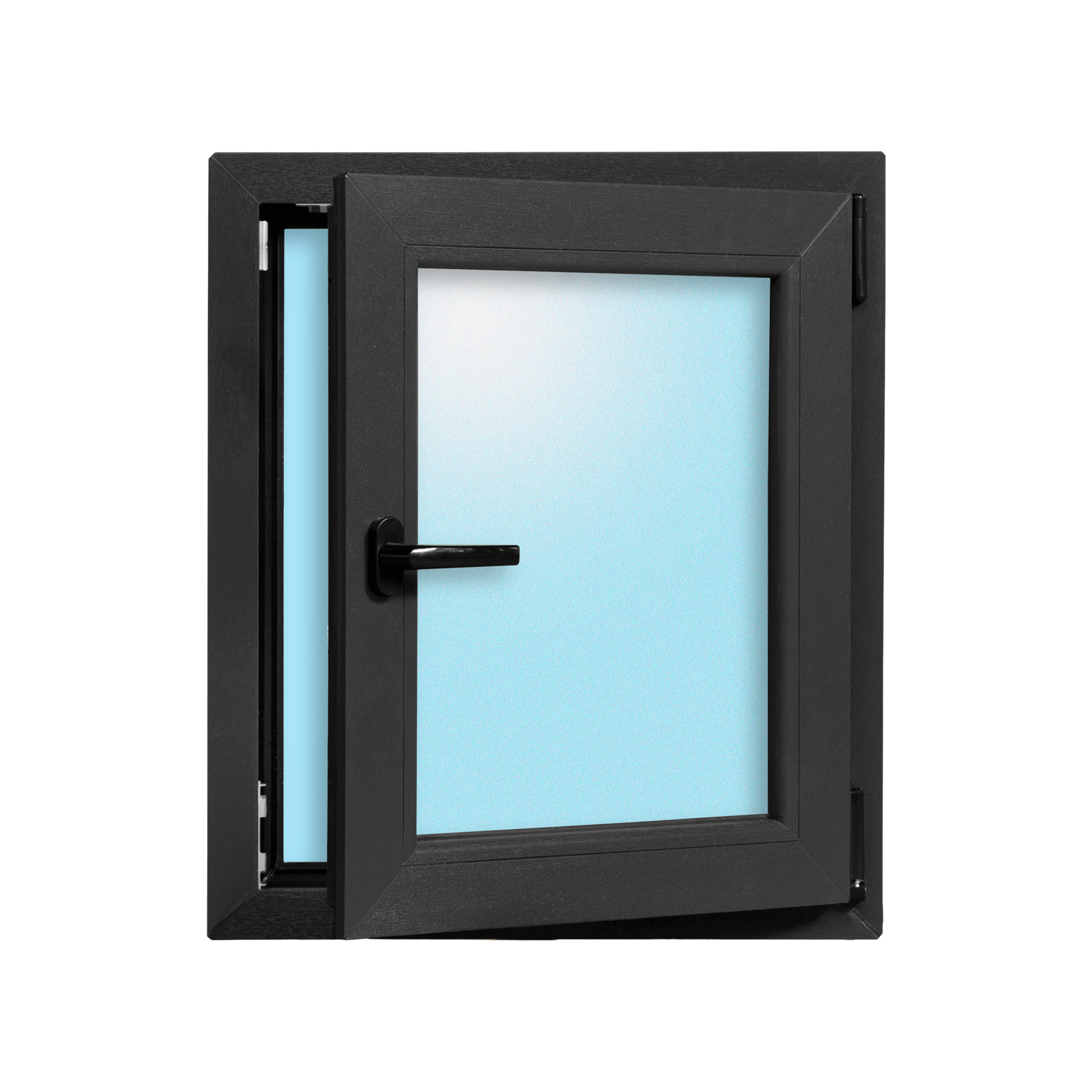 VENTANA PVC OSCILOBATIENTE GRIS GRAFITO 60X70CM CRISTAL ACIDO - 2