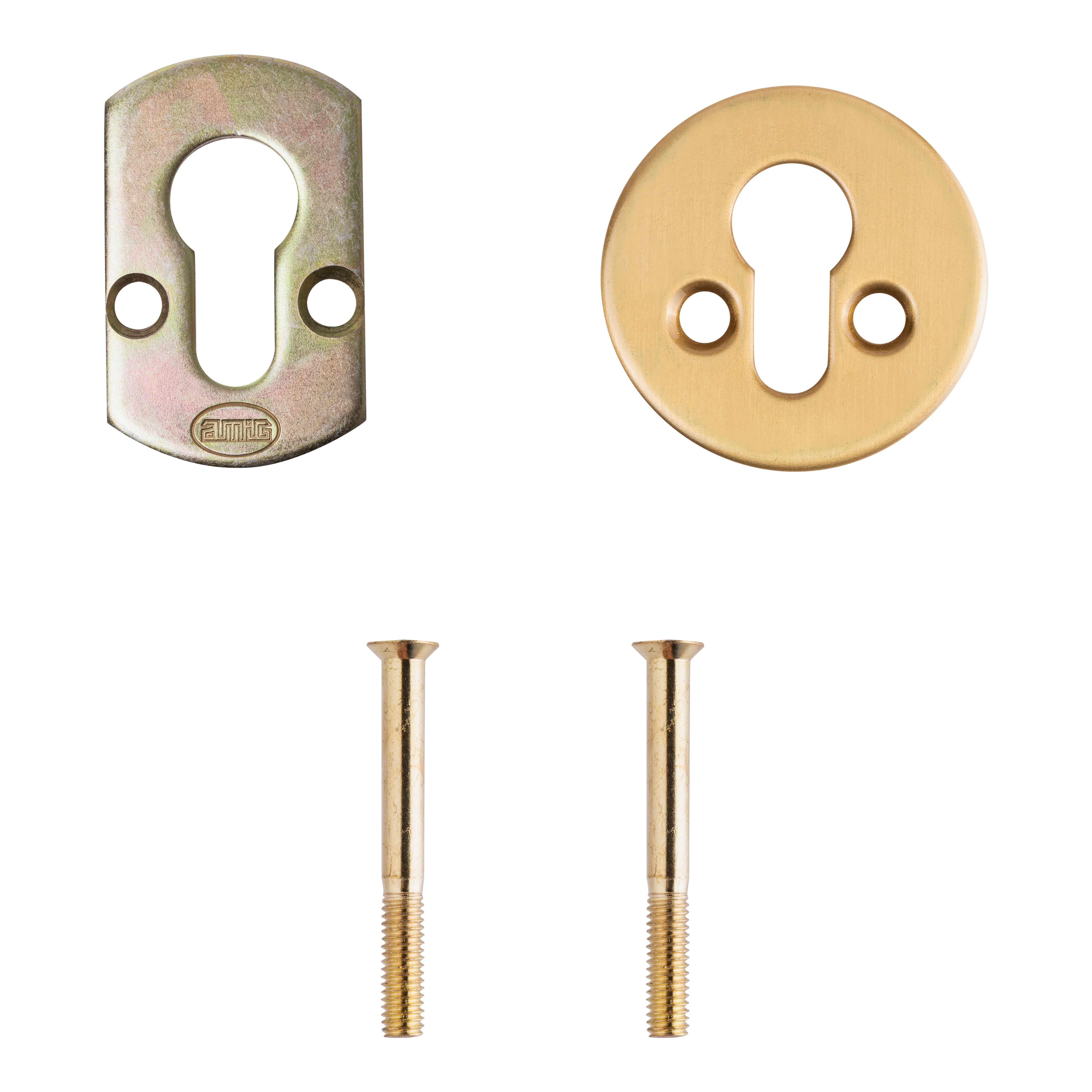 ESCUDO DE SEGURIDAD REDONDO PARA CERRADURA ACABADO EN LATÓN AMIG 01 - 2