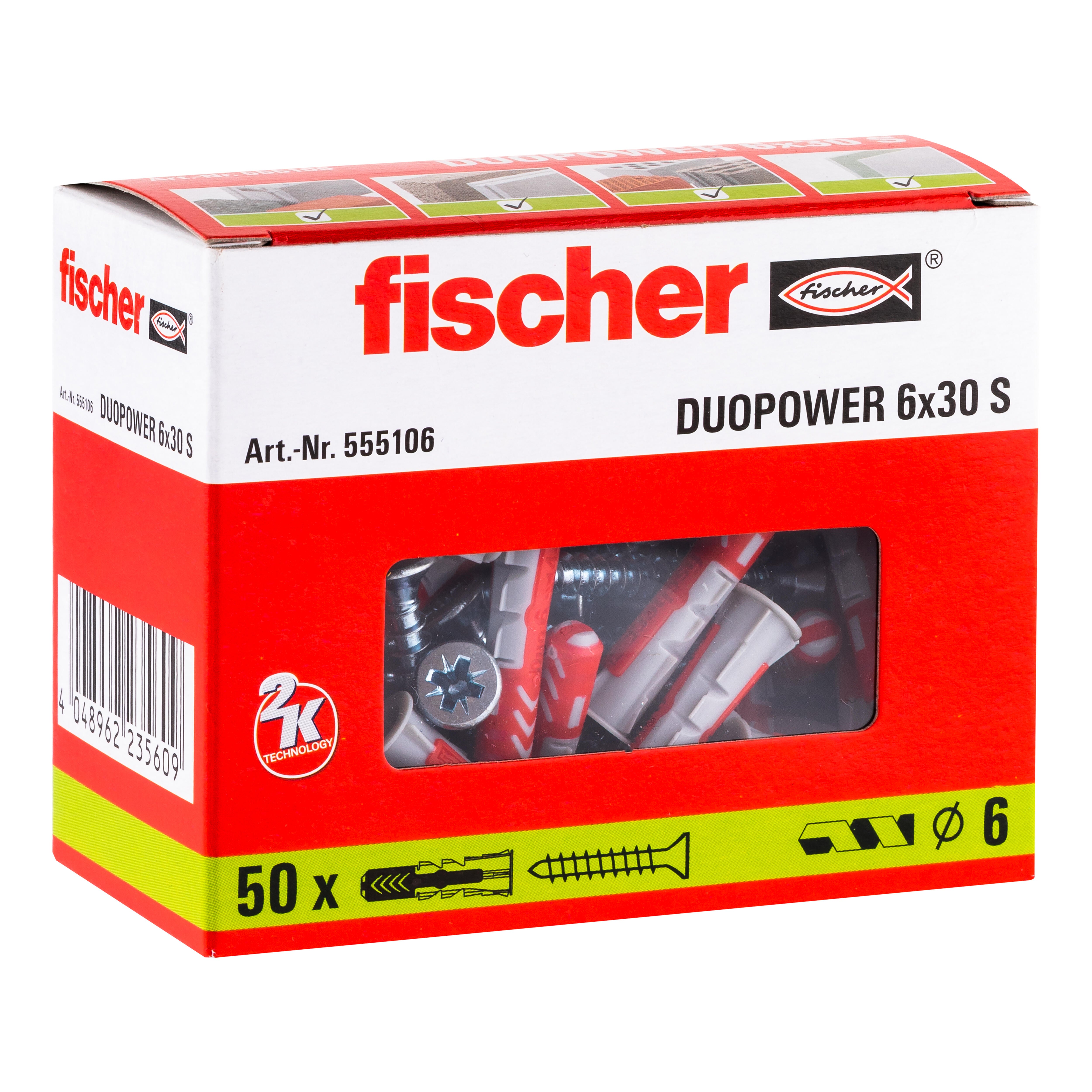 TACO UNIVERSAL DE NYLON DIÁMETRO 6MM LONGITUD 30MM FISCHER DUOPOWER 50UDS - 4