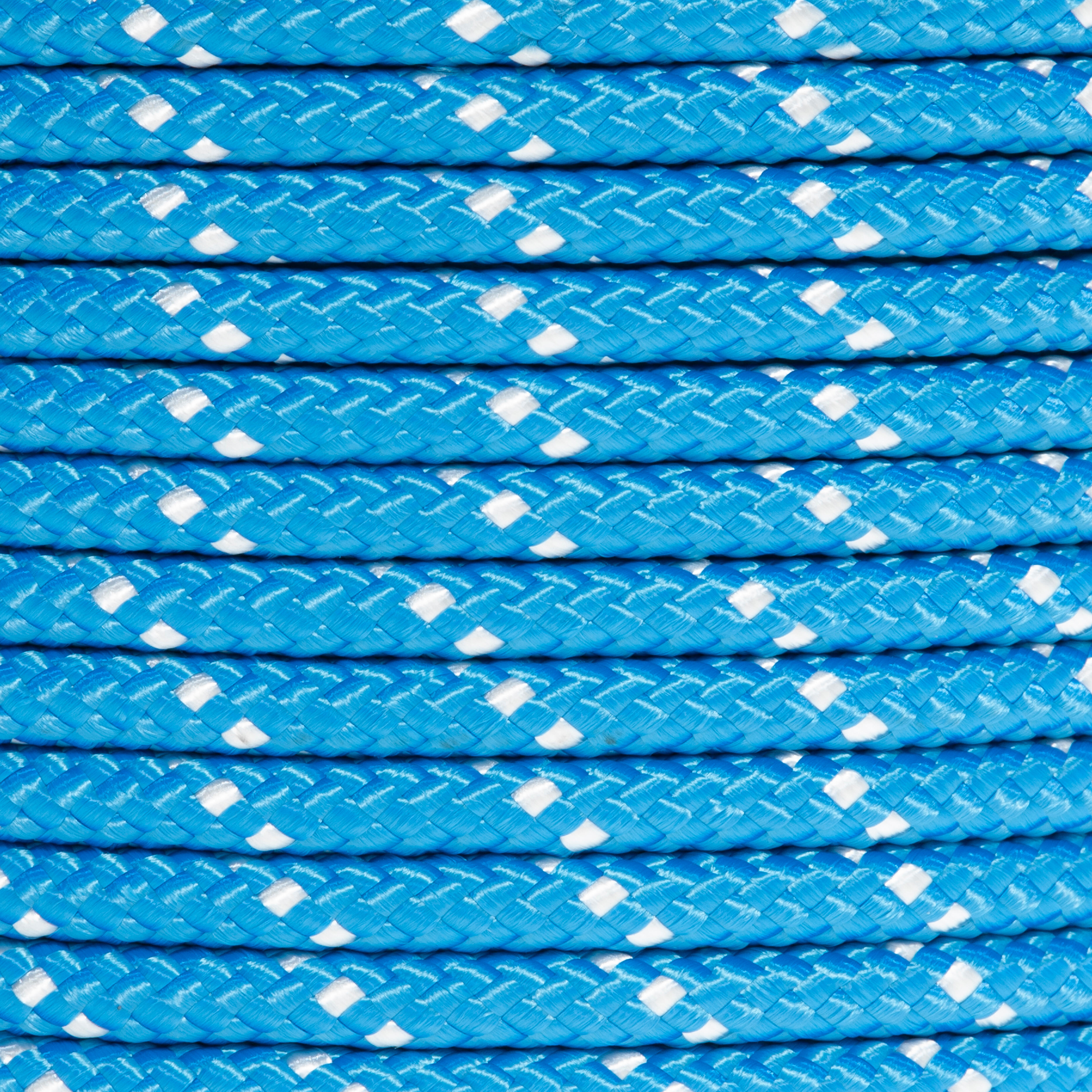 CUERDA POLIESTER TRENZADA CON ALMA 12MM. 1M AZUL CON PINTAS BLANCAS ROMBULL - 2