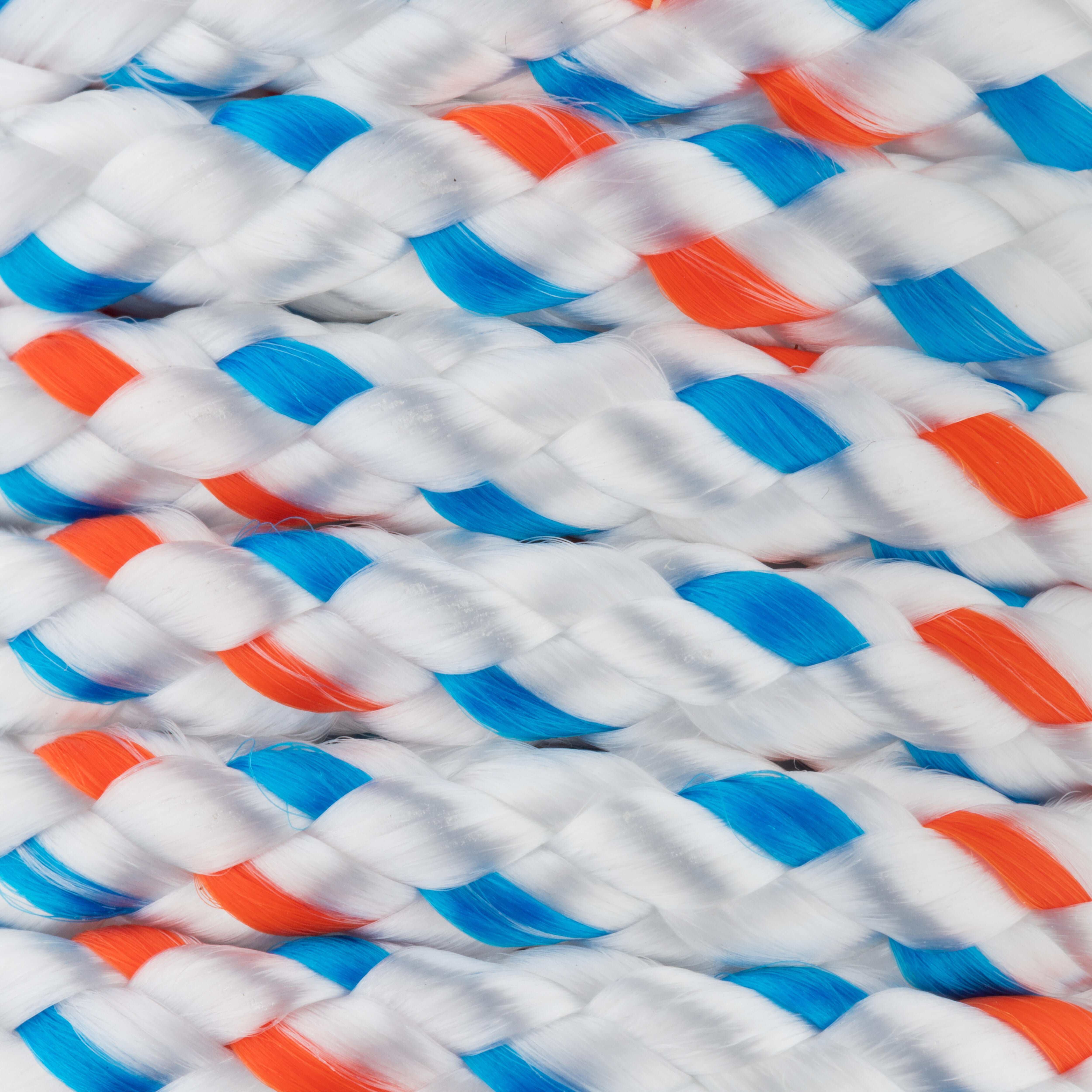 CUERDA POLIÉSTER TRENZADA 6MM 10M BLANCO PINTAS AZUL Y NARANJA ROMBULL - 2