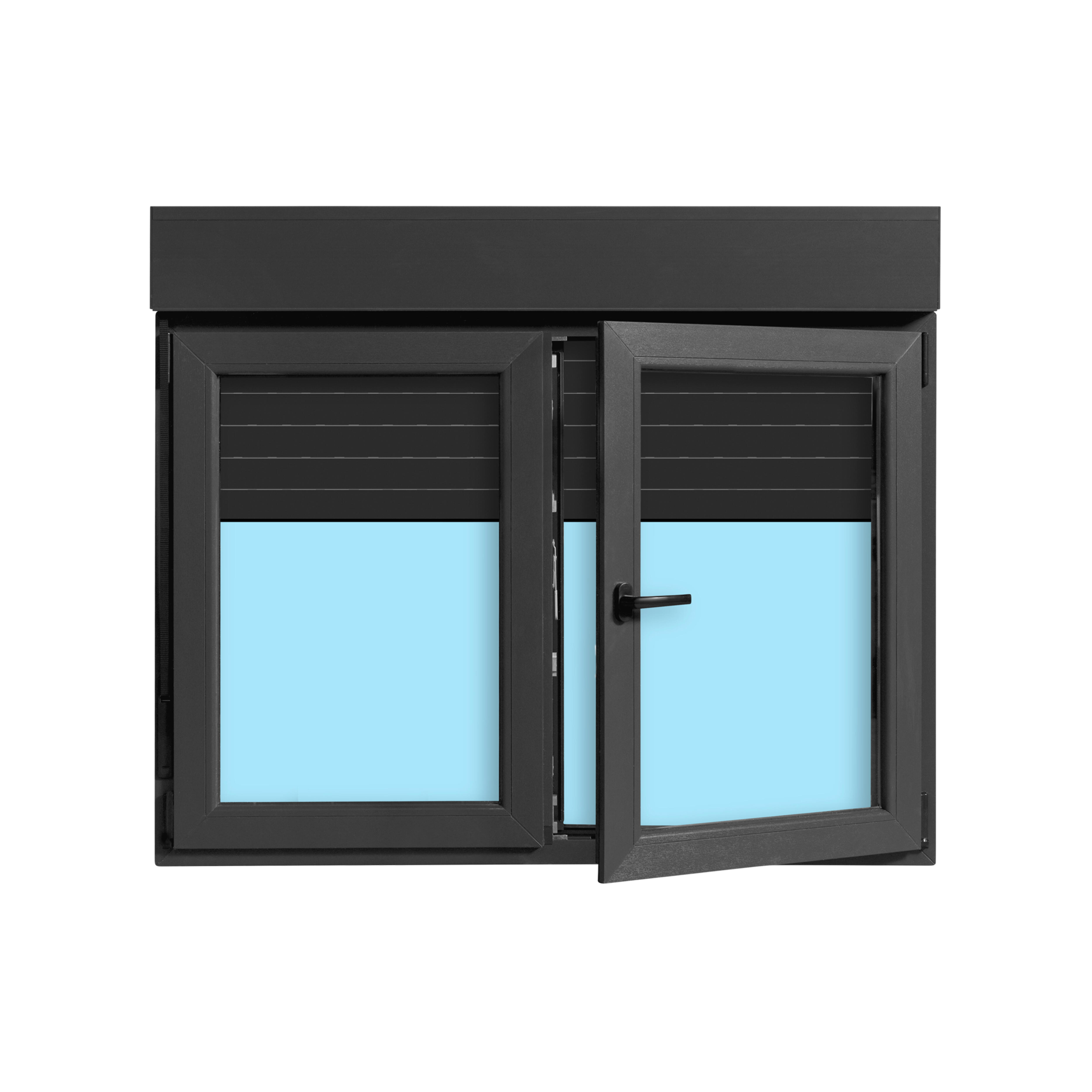  VENTANA PVC OSCILOBATIENTE CON PERSIANA GRIS GRAFITO140X118CM - 2