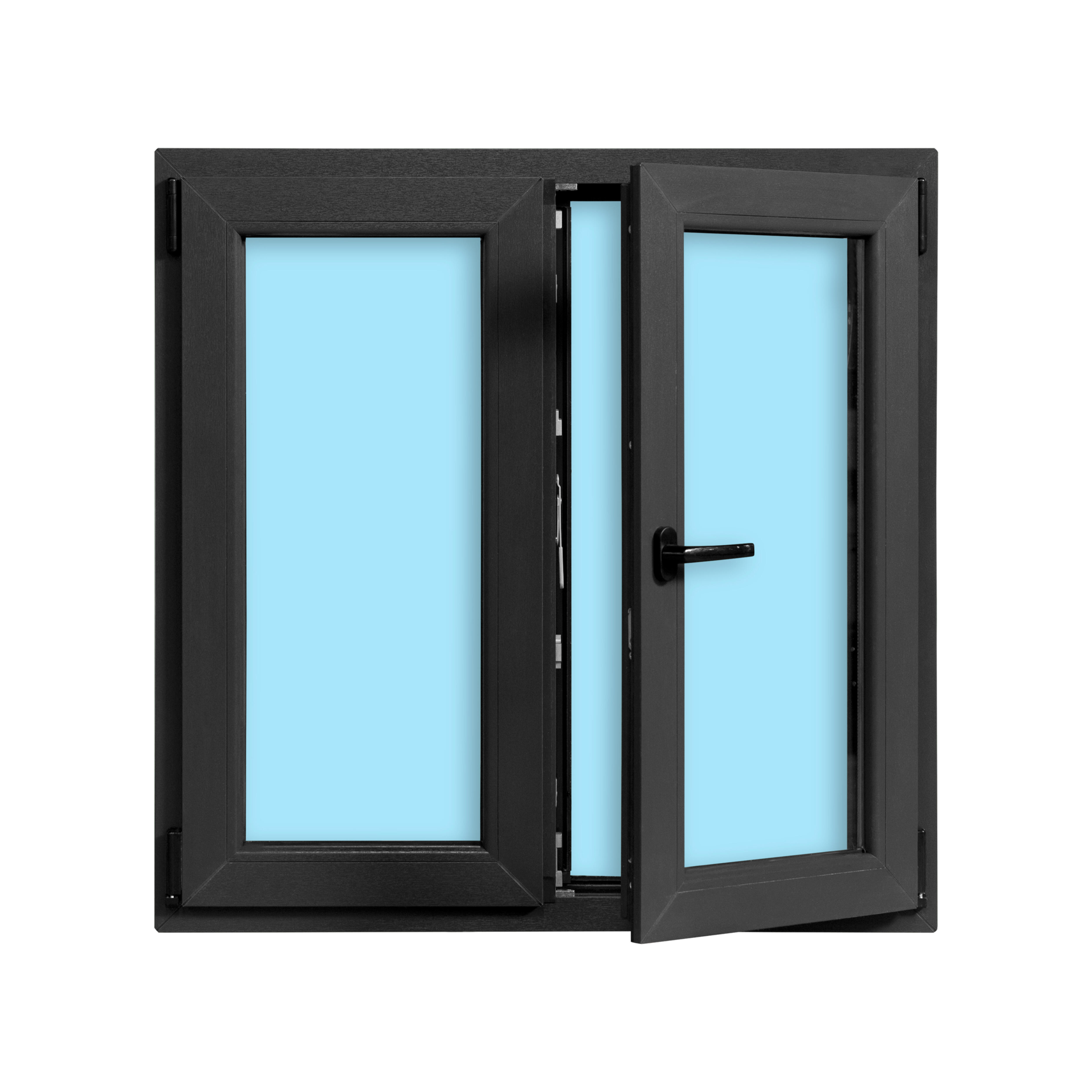 VENTANA PVC  OSCILOBATIENTE GRIS GRAFITO 100X100CM - 2